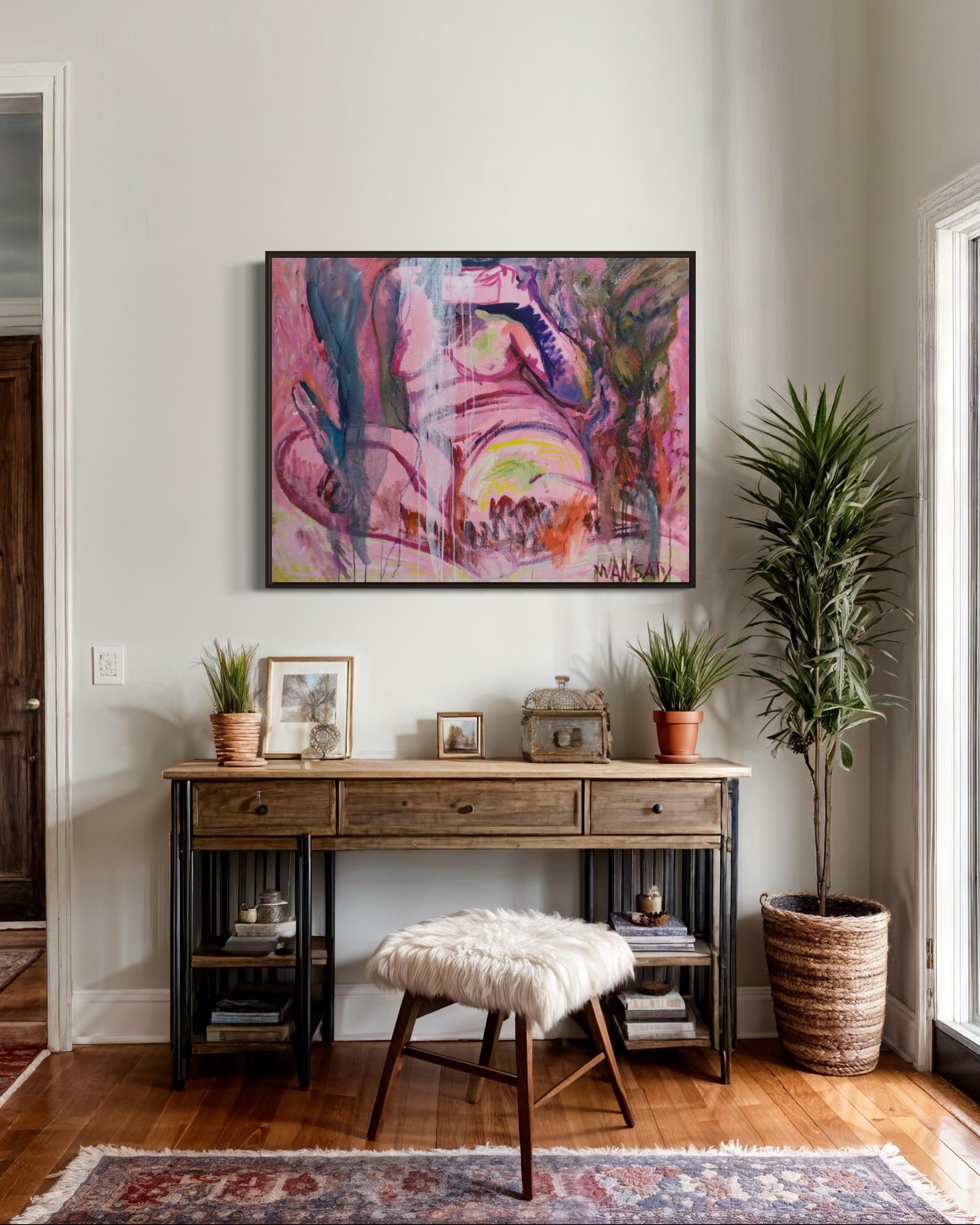 Pink, 80x100cm, acrylic, oil, canvas For Sale 3