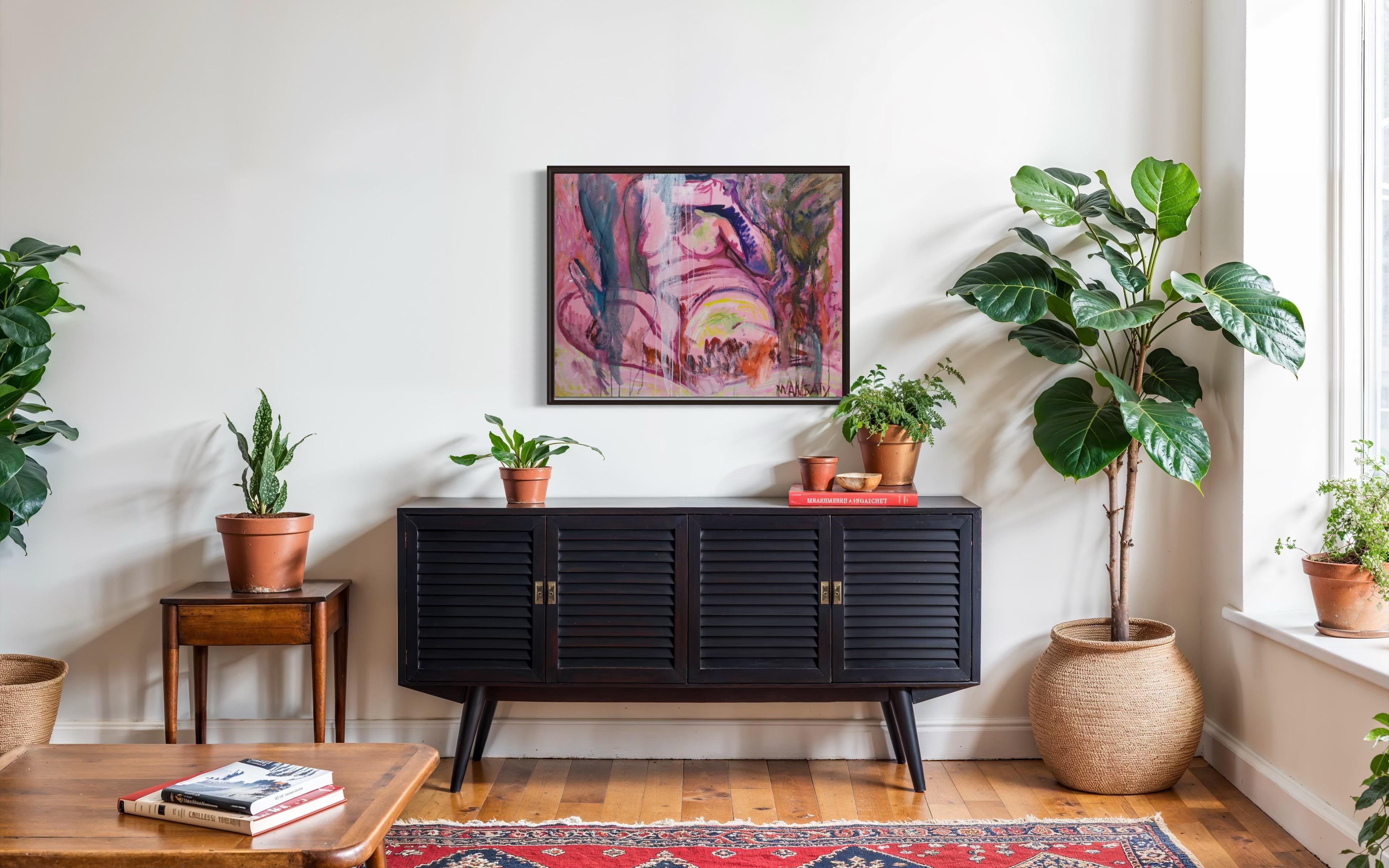 Pink, 80x100cm, acrylic, oil, canvas For Sale 4