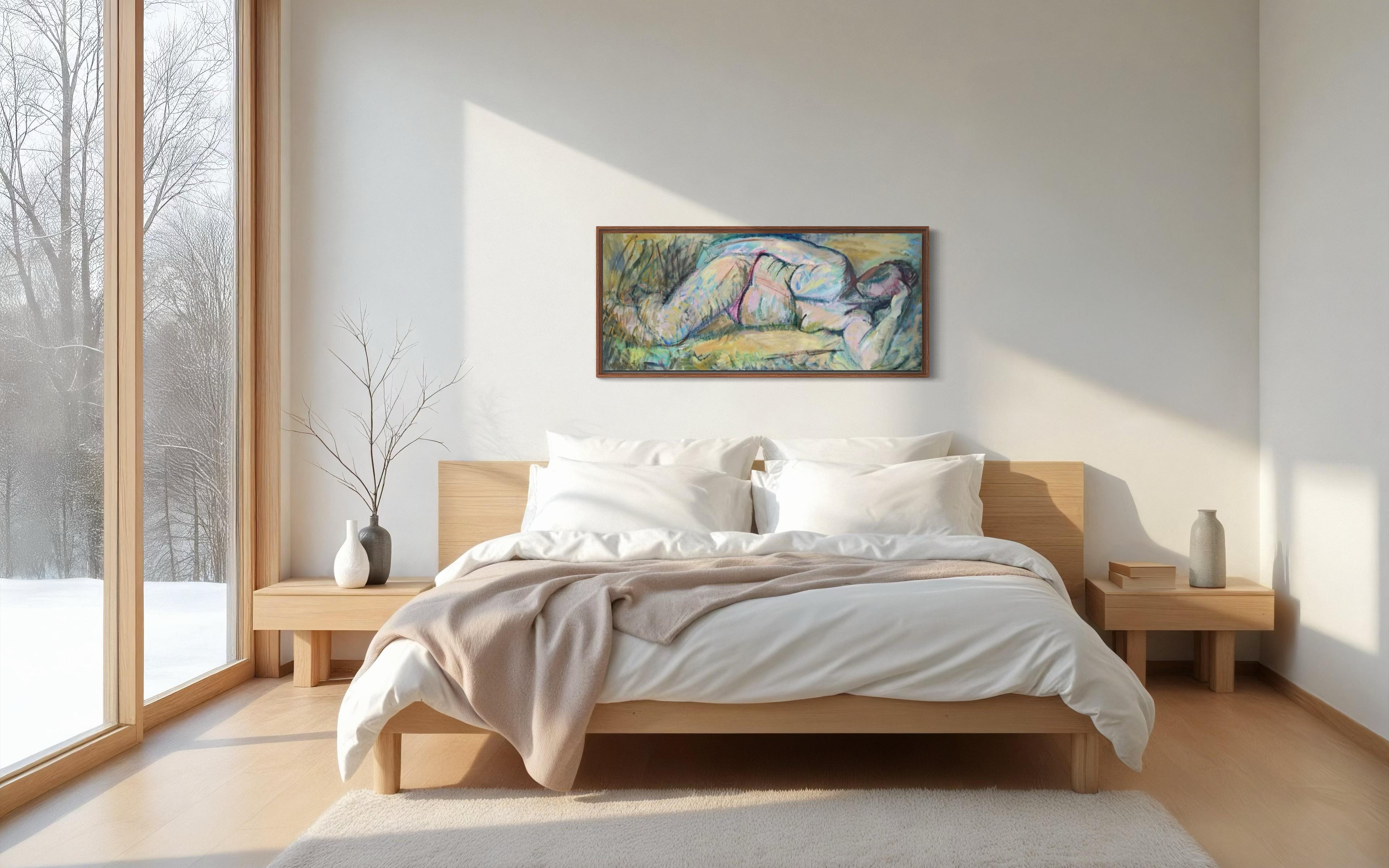 Luce reclinata, 55x120 cm, acrilico su tela in vendita 3