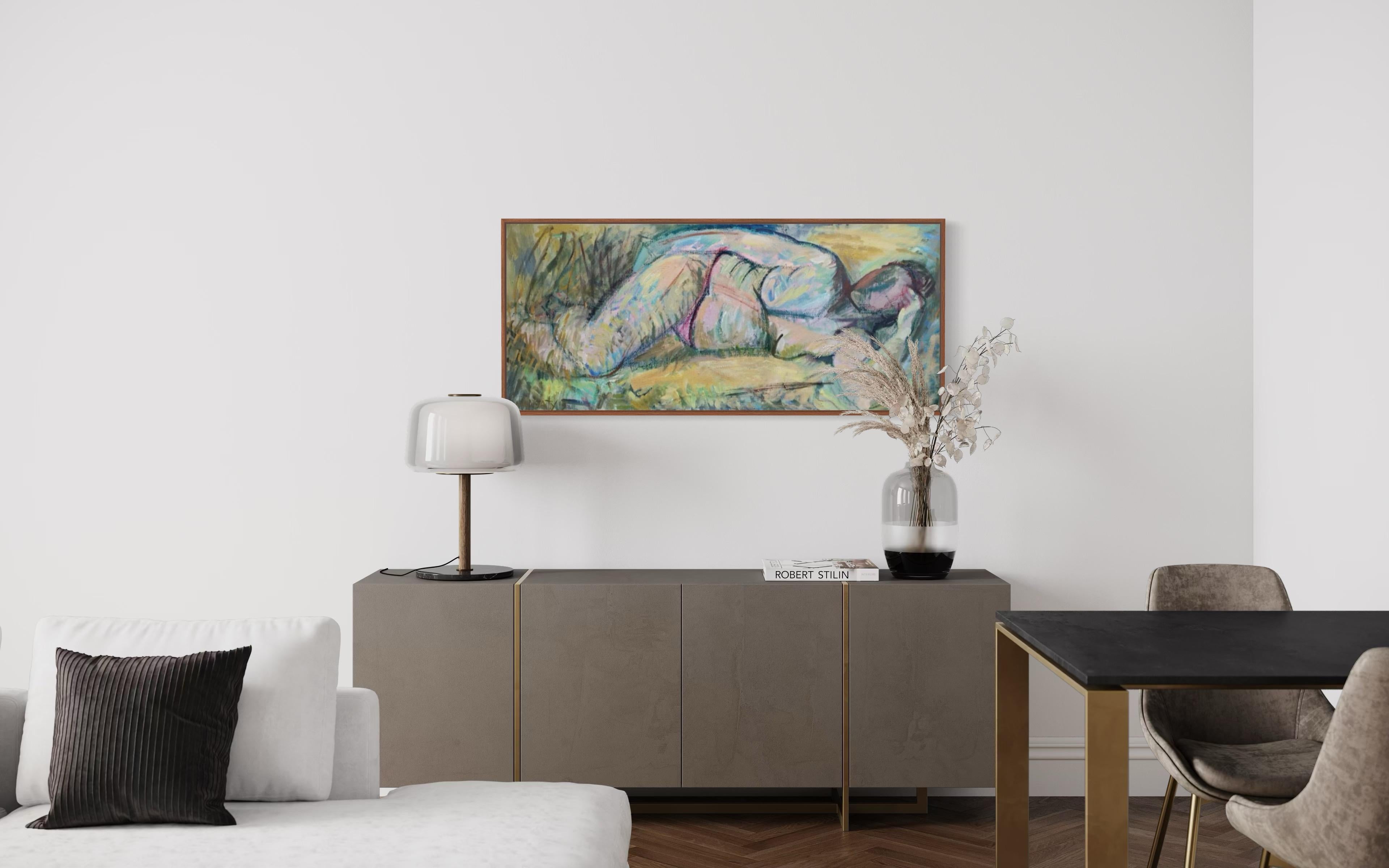 Luce reclinata, 55x120 cm, acrilico su tela in vendita 4