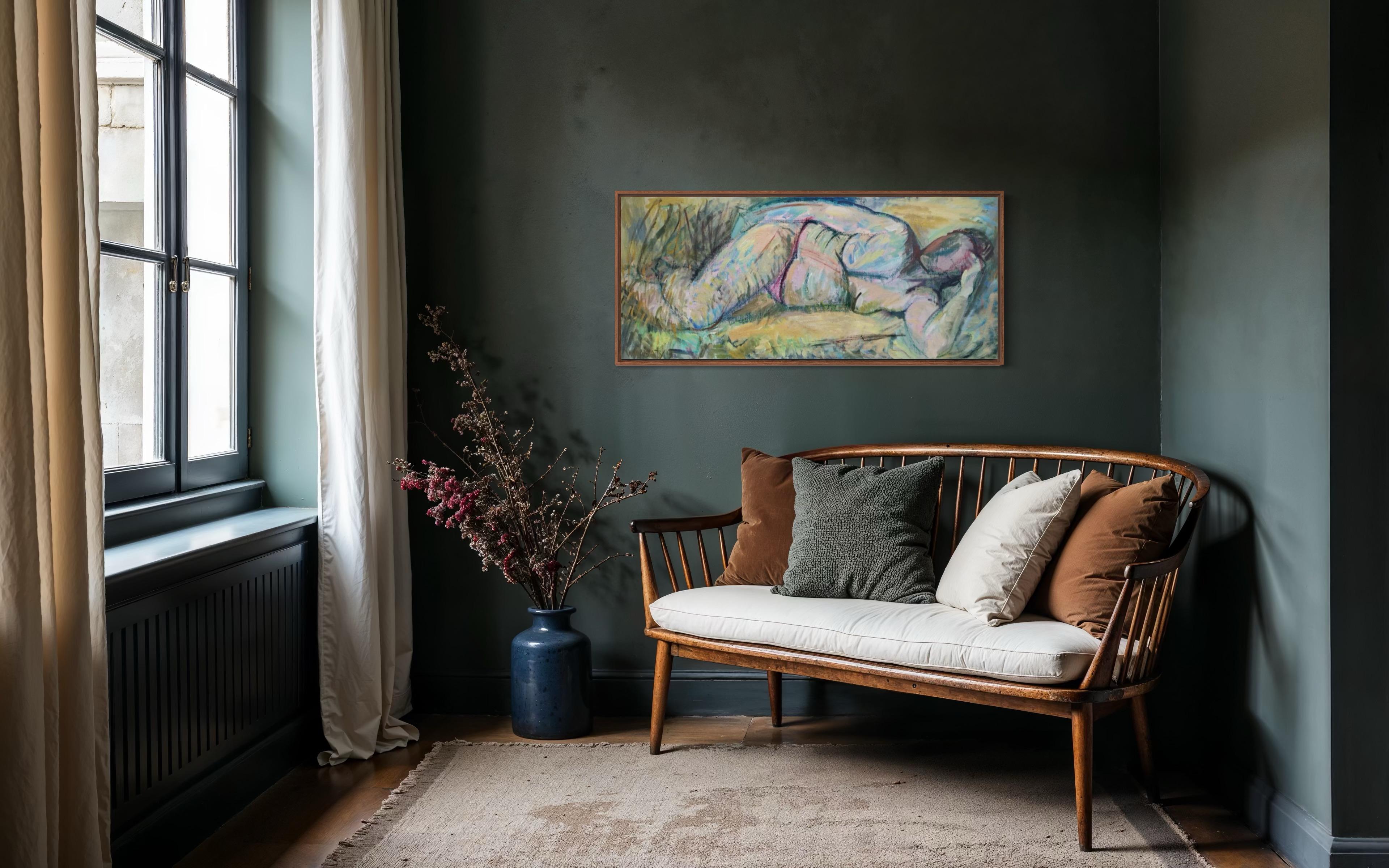 Luce reclinata, 55x120 cm, acrilico su tela in vendita 5