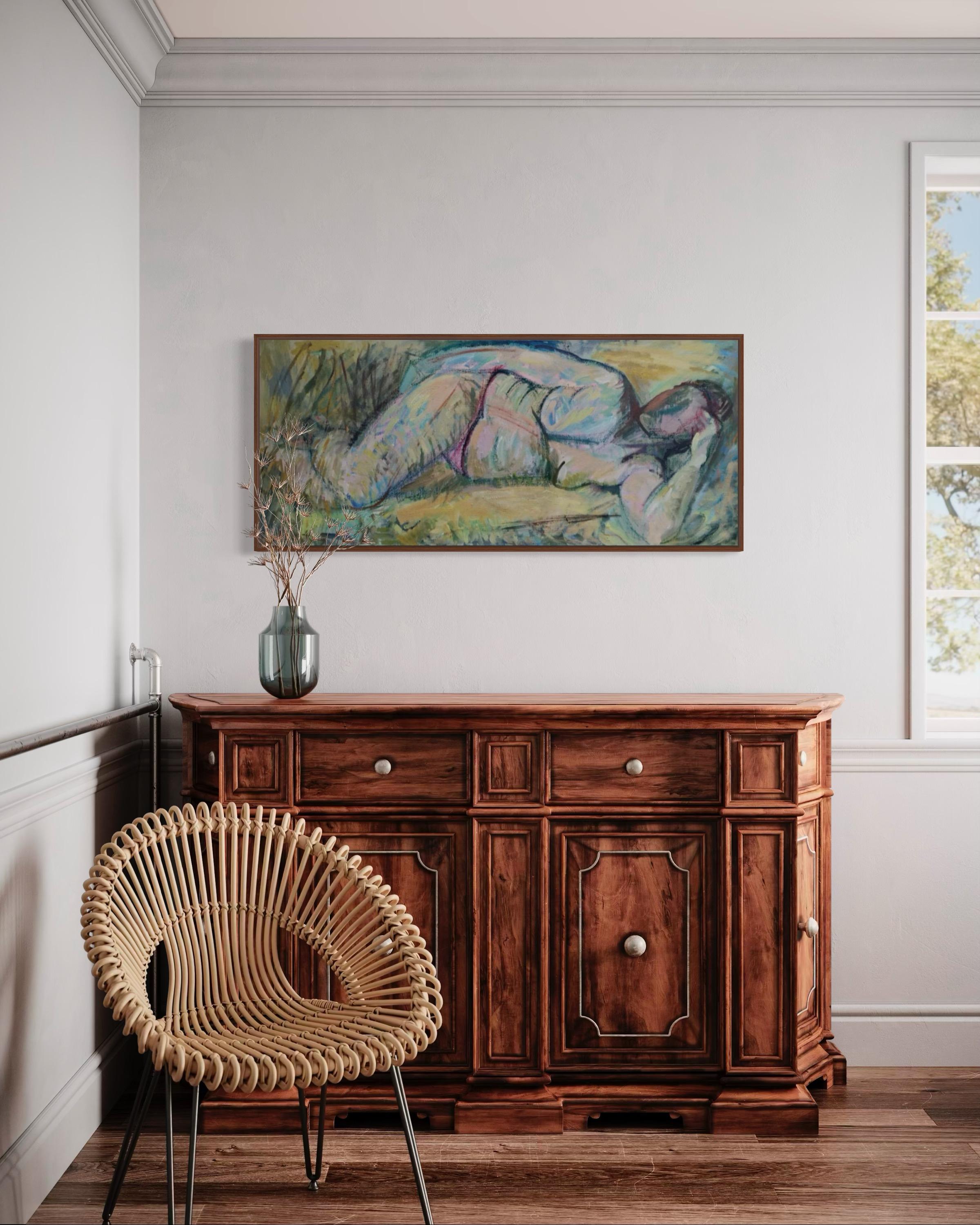 Luce reclinata, 55x120 cm, acrilico su tela in vendita 6