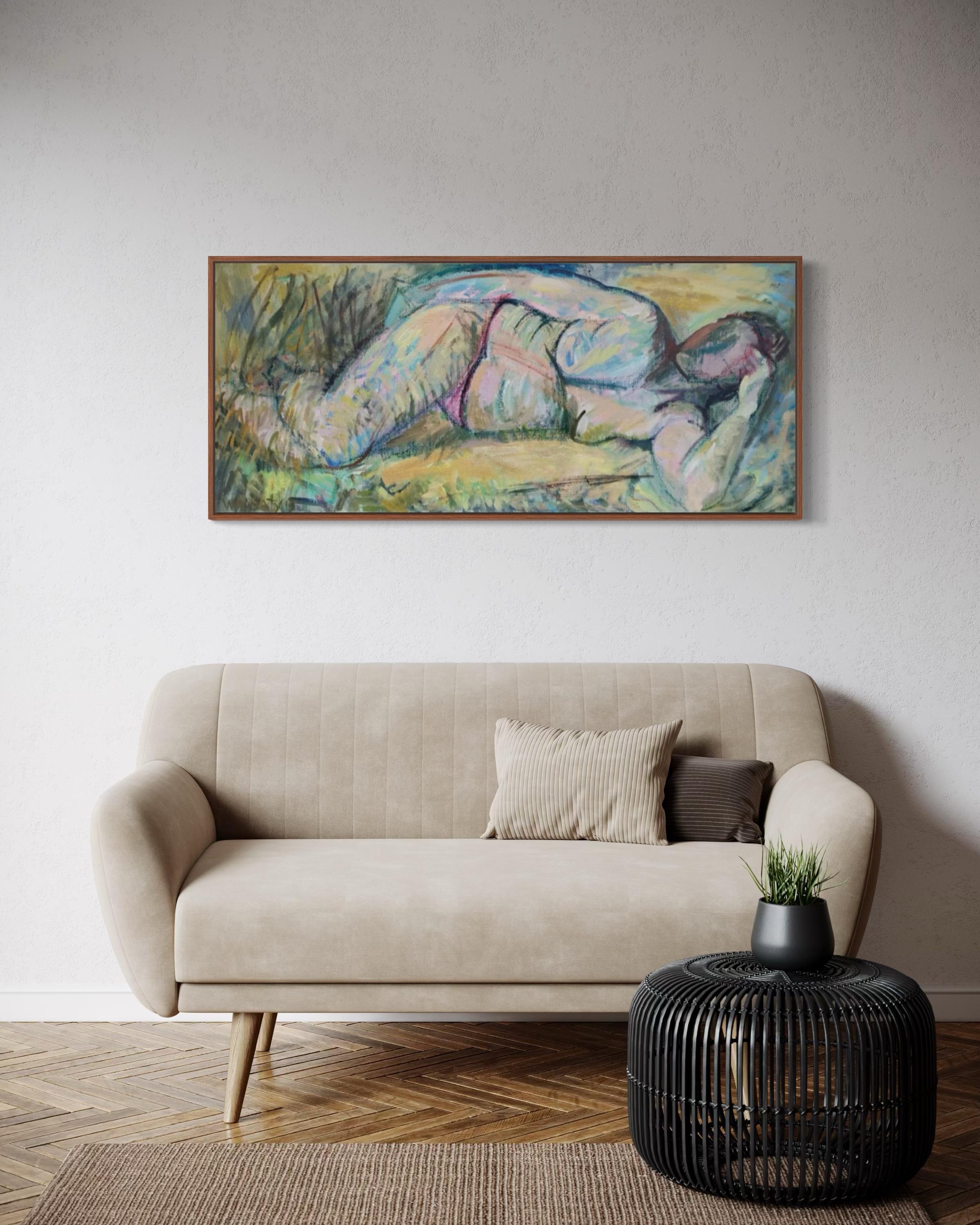 Luce reclinata, 55x120 cm, acrilico su tela in vendita 7