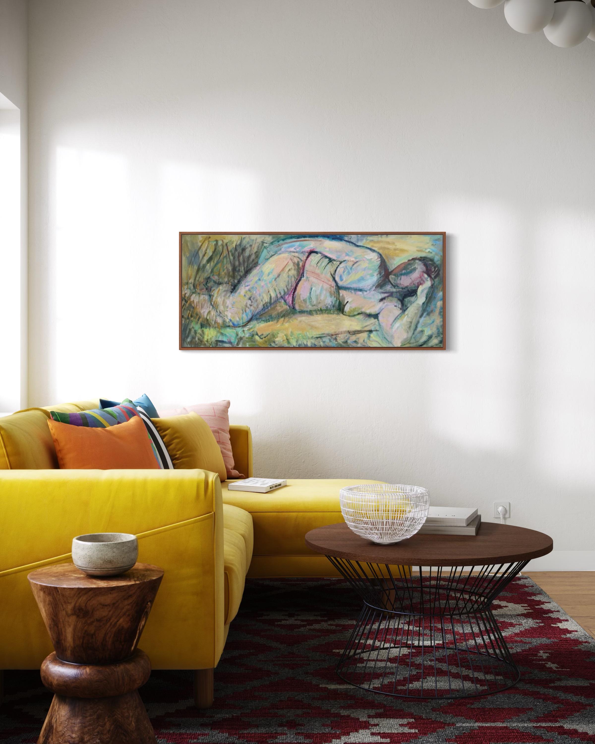 Luce reclinata, 55x120 cm, acrilico su tela in vendita 9