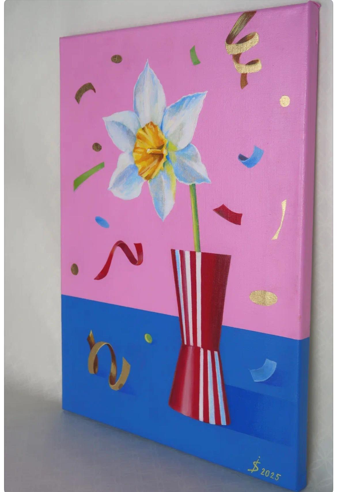 Holiday, 40x30 cm, Canvas, acrylic, gold leaf For Sale 1