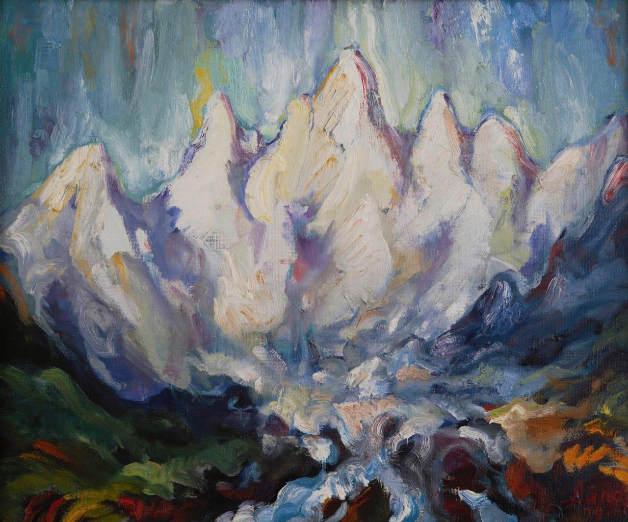 White peaks, 50x60 cm, oil on canvas