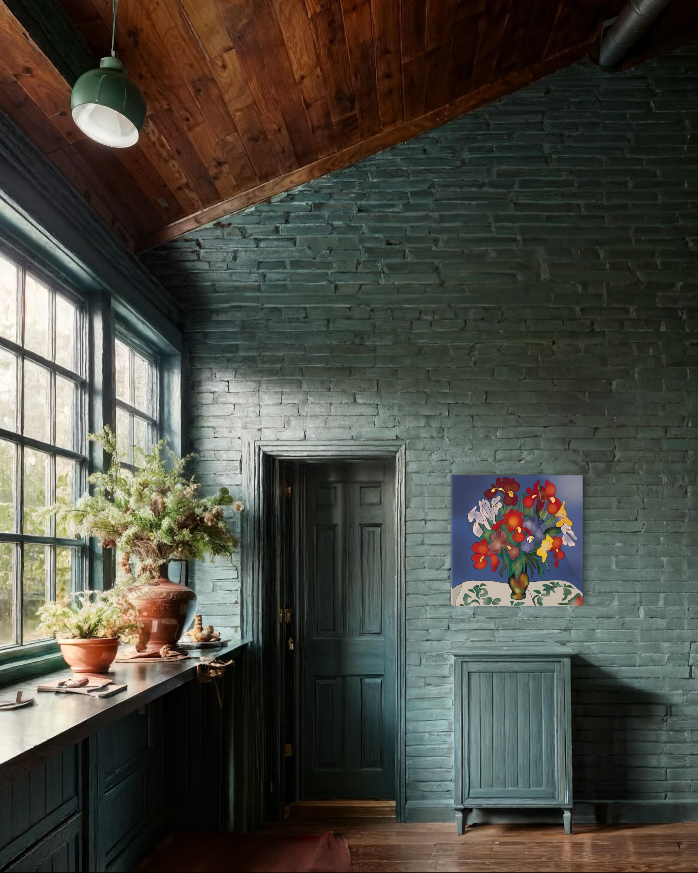 Natura morta con iris , 70x70cm, stampa su tela. Edizione 20 pezzi. in vendita 3