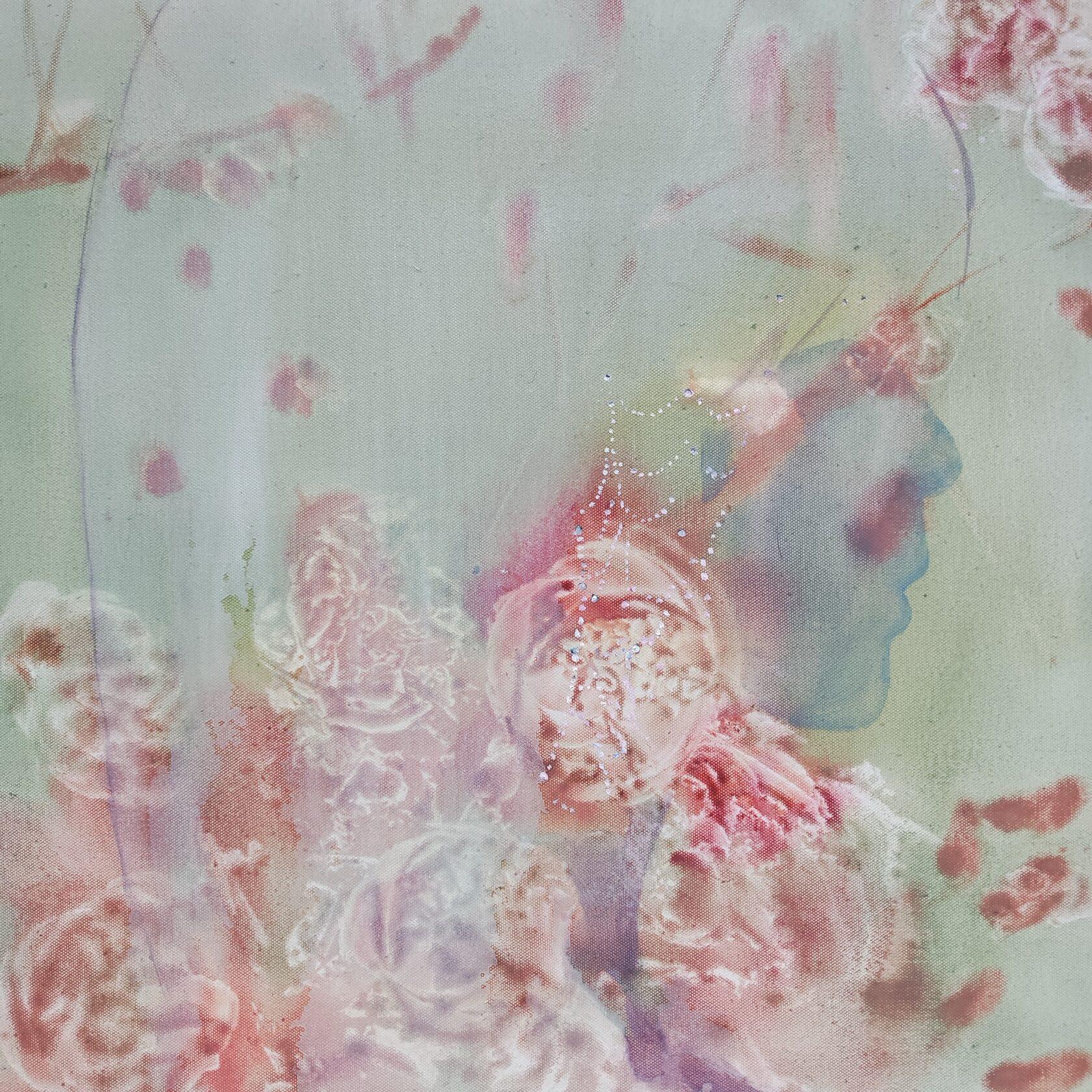 Primavera, 43x43 cm, óleo/acrílico/lienzo