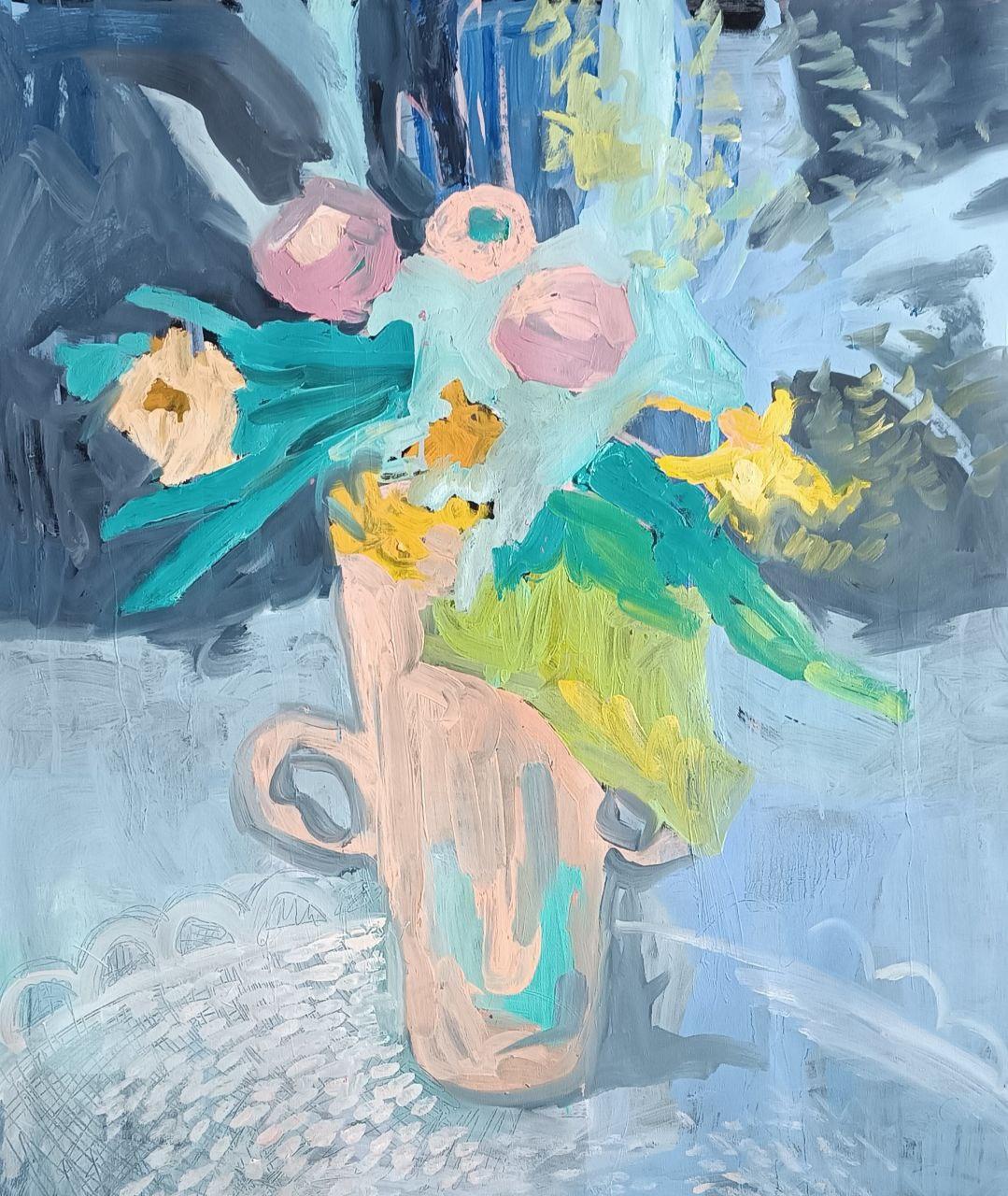 Abstract Painting Fleur - Bouquet, 85x80cm, huile sur toile