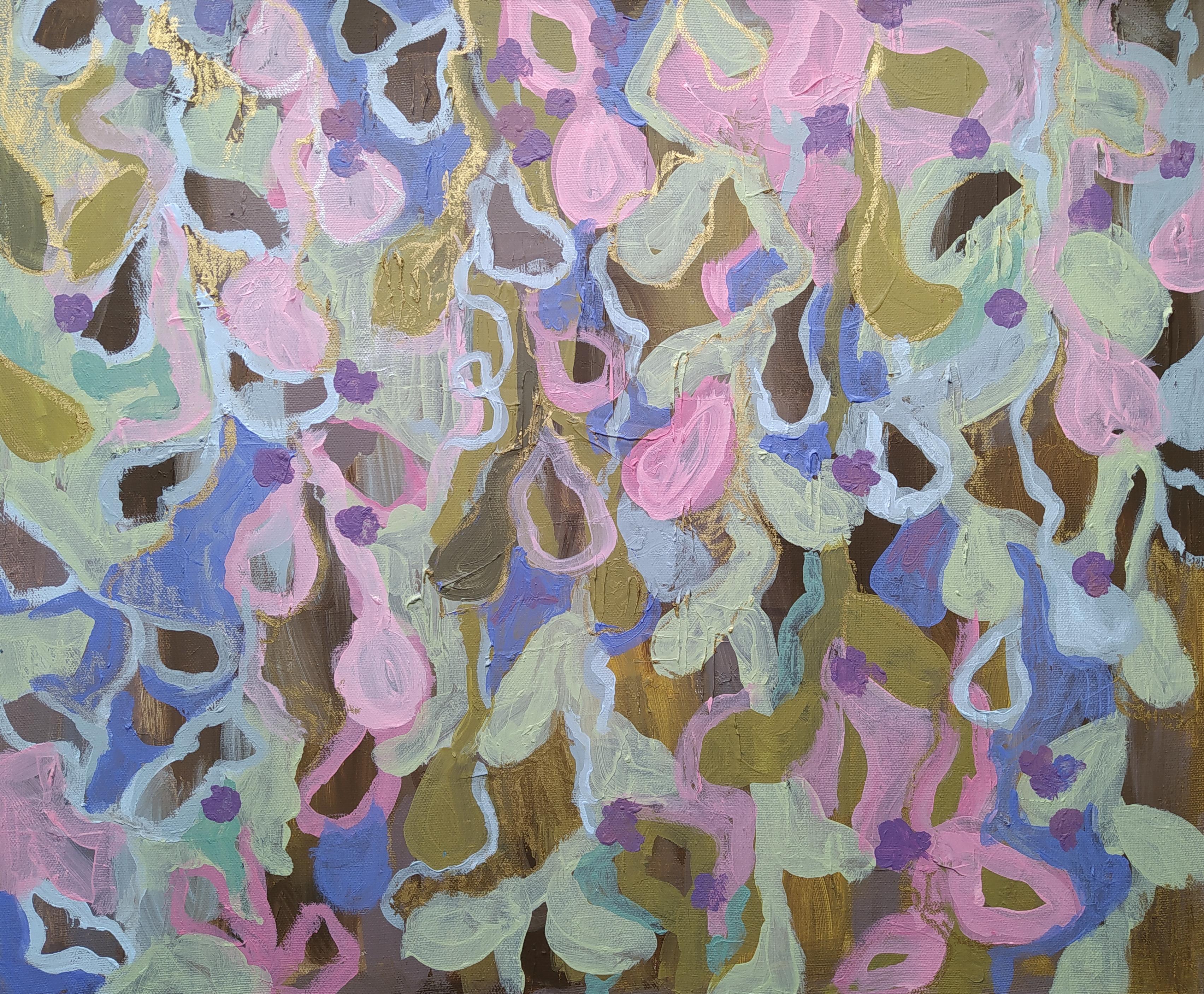 Fleur Abstract Painting - Floral abstraction N2, 50x60 cm, acrylic on canvas