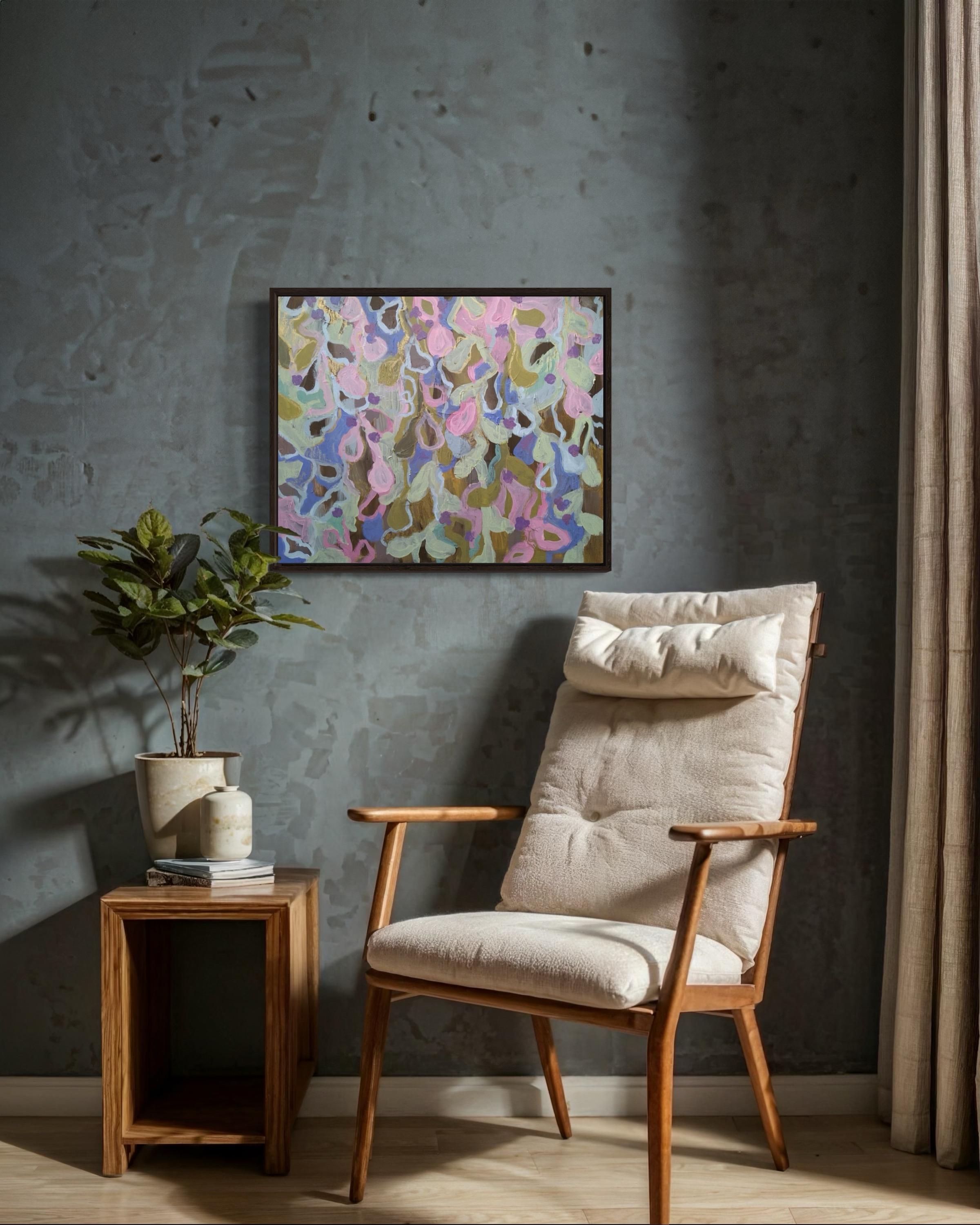 Floral abstraction N2, 50x60 cm, acrylic on canvas For Sale 2