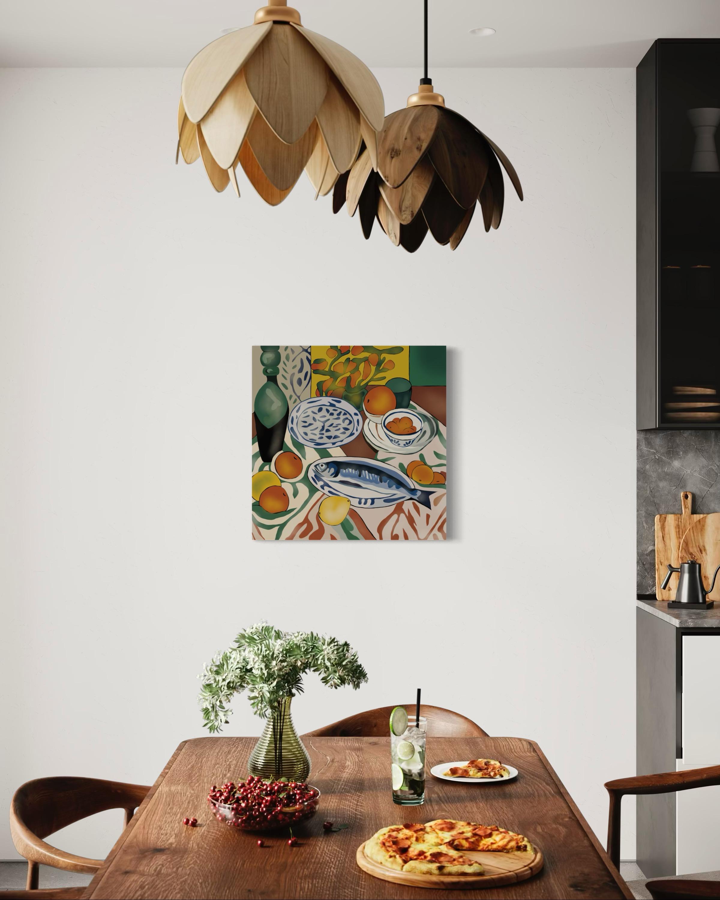 Still life with fish, 70x70cm, print on canvas.Edition 20 pcs. For Sale 3