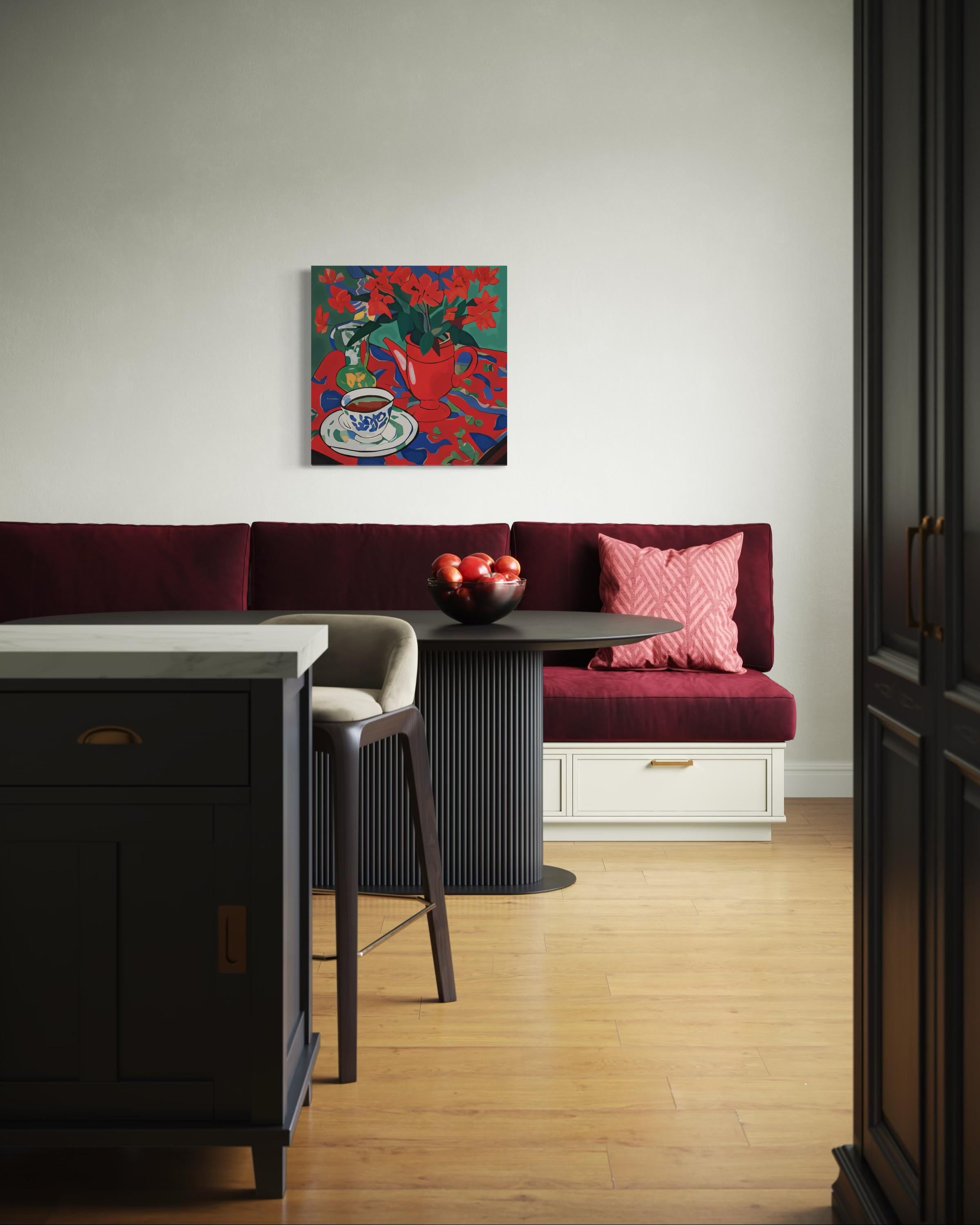 Red Still life , 70x70cm, print on canvas.Edition 20 pcs. - Pop Art Art by Nina Tsoriti