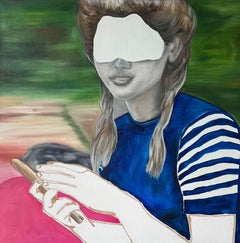 A view from the outside, 70x70cm, oil on canvas, oil pastel