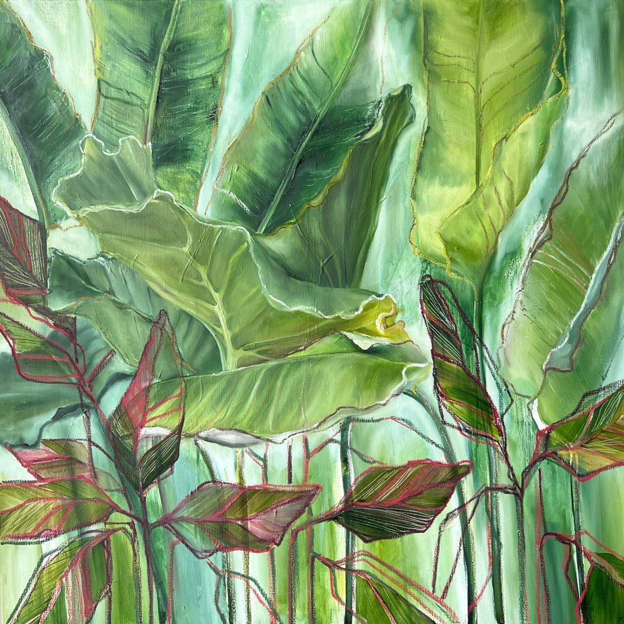 sunny day, 90x90 cm, oil on canvas - Art by Inna Sumina