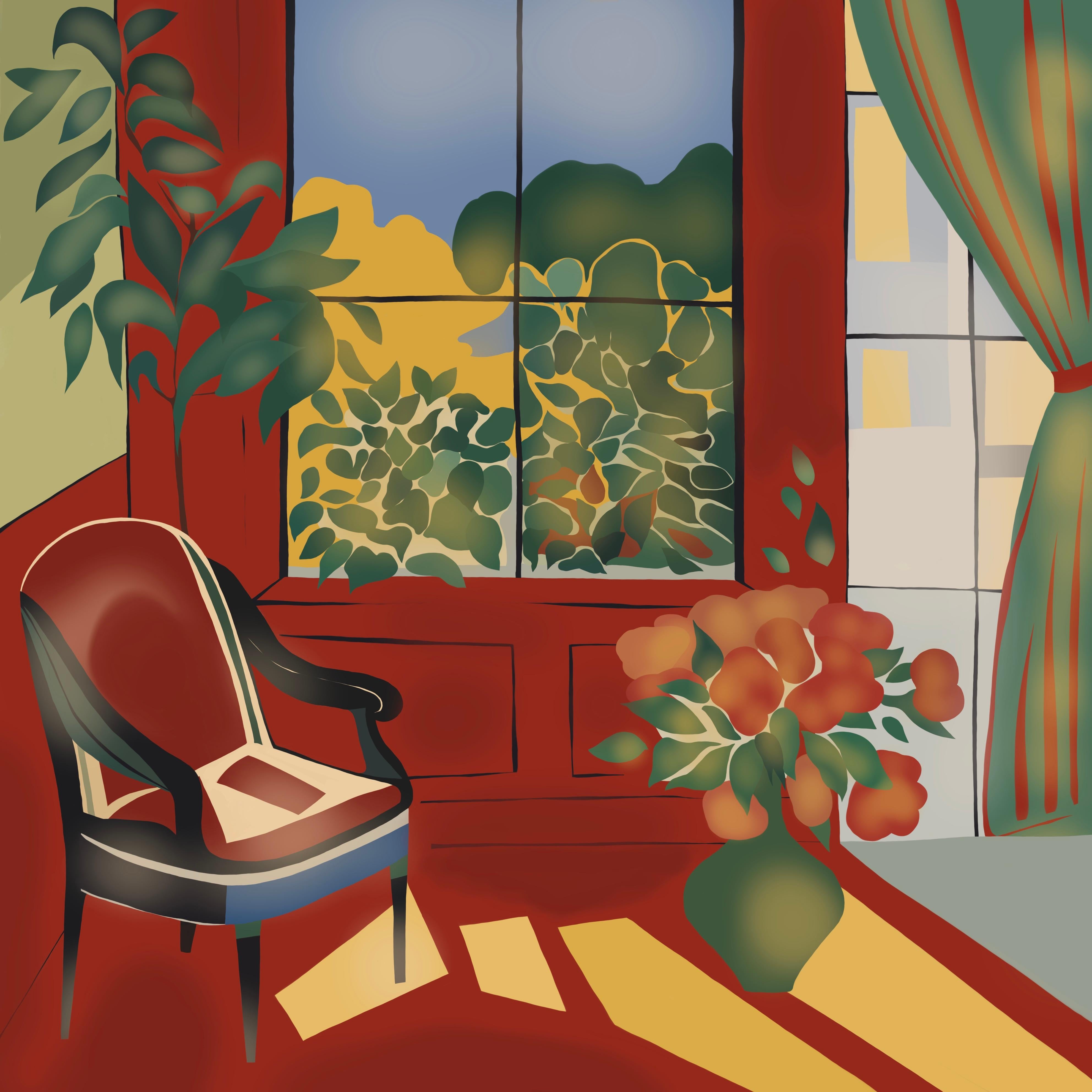 Sun in my room, 70x70cm, impression sur toile, édition 20 pièces. - Art de Nina Tsoriti