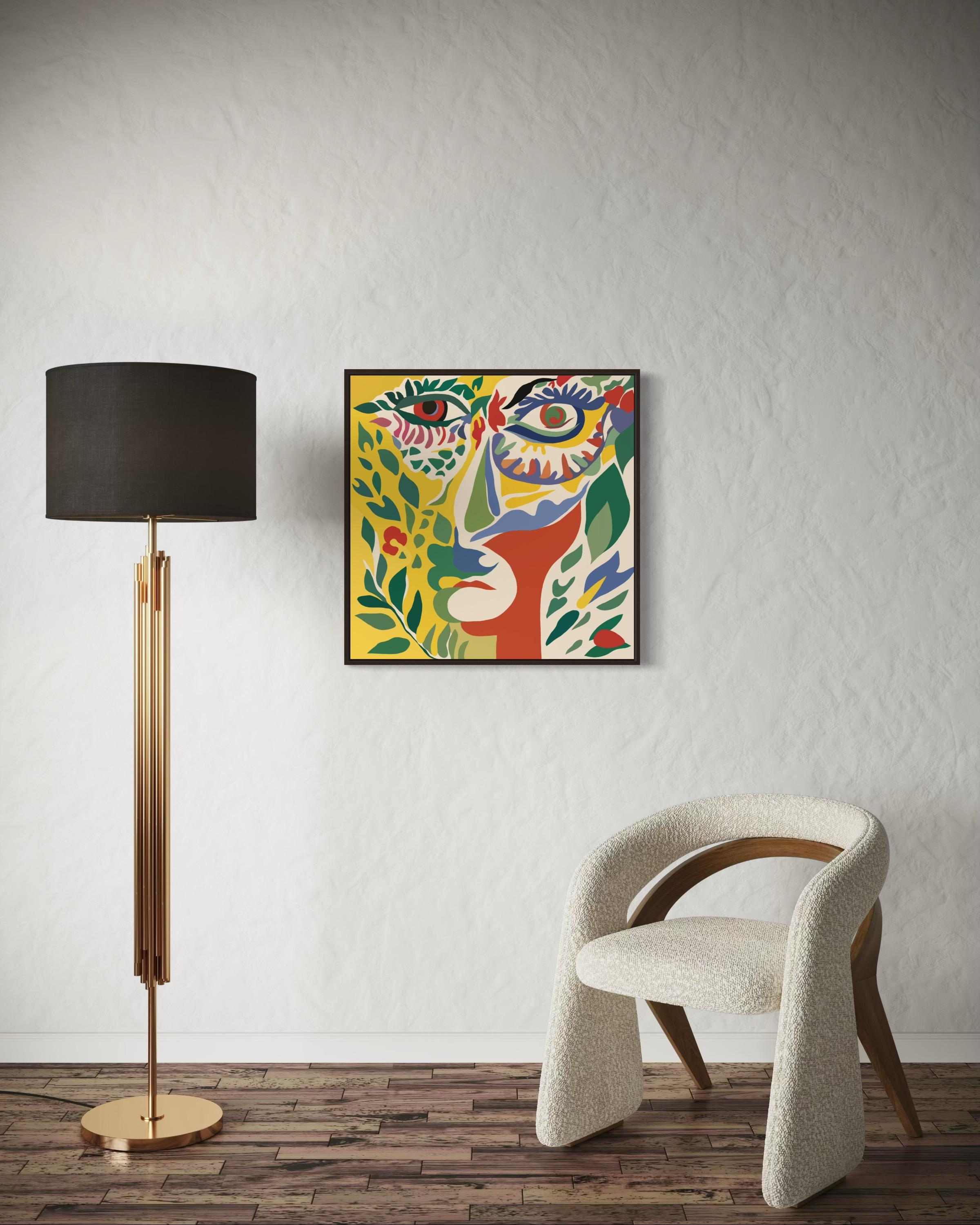 Portrait d'une femme, 70 x 70 cm, impression sur toile, édition 20 pièces. - Pop Art Art par Nina Tsoriti