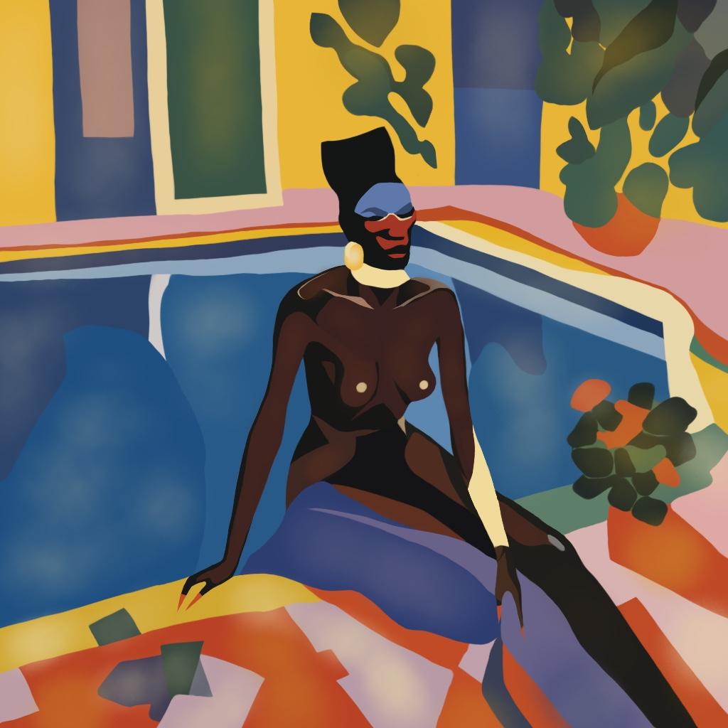 Grace Jones, 70 x 70 cm, impression sur toile, édition 20 pièces. - Print de Nina Tsoriti