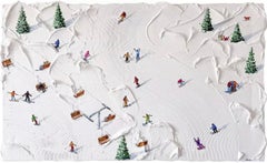 Montagnes enneigées, 100x60, Acrylique sur toile, pâte de texture