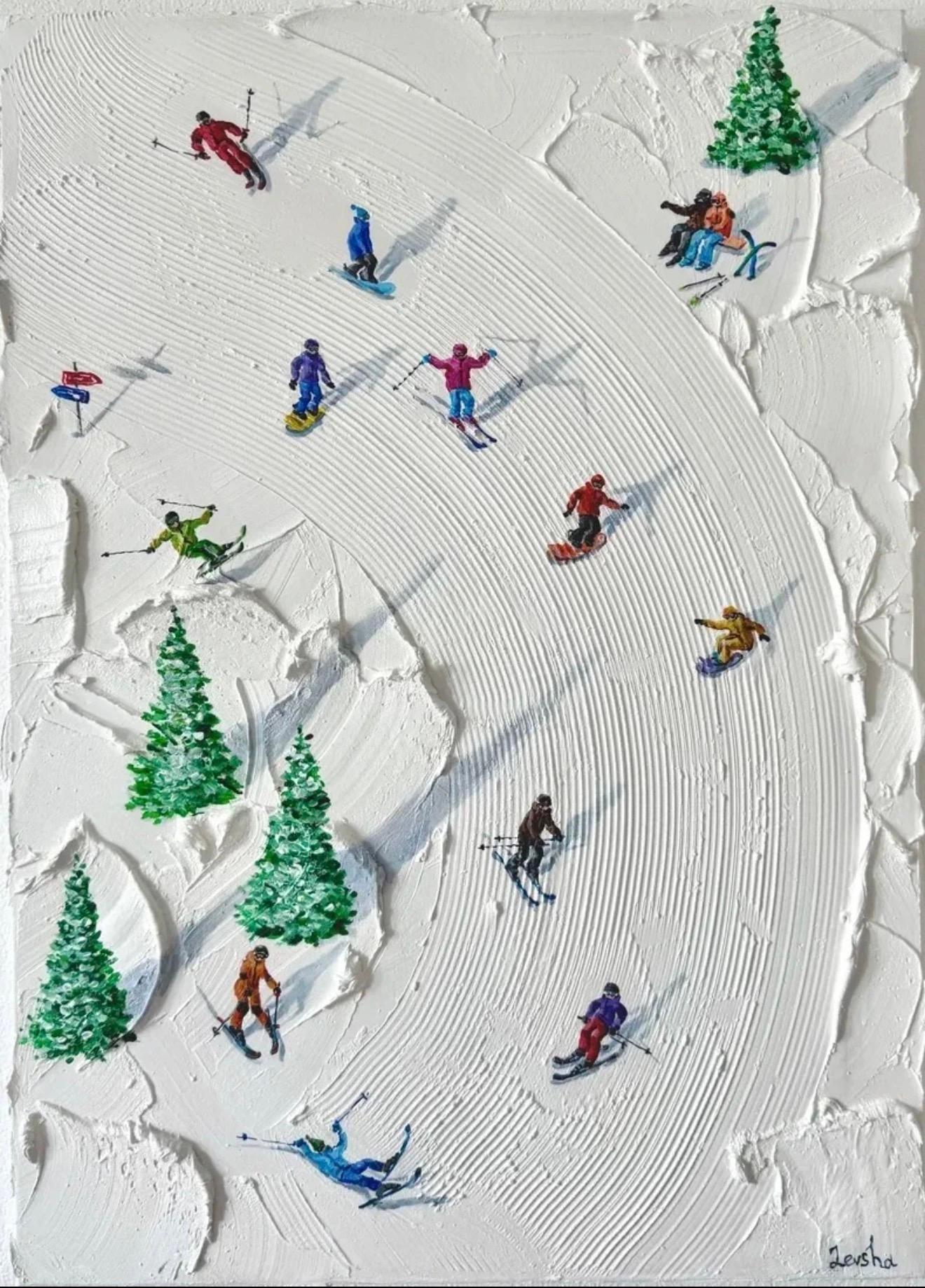 Belle journée en montagne, 90x70, Acrylique sur toile, pâte de texture