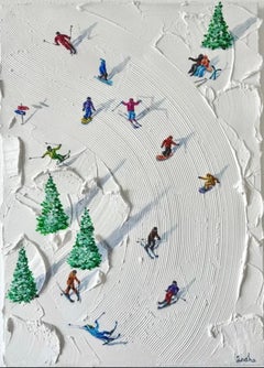 Belle journée en montagne, 90x70, Acrylique sur toile, pâte de texture