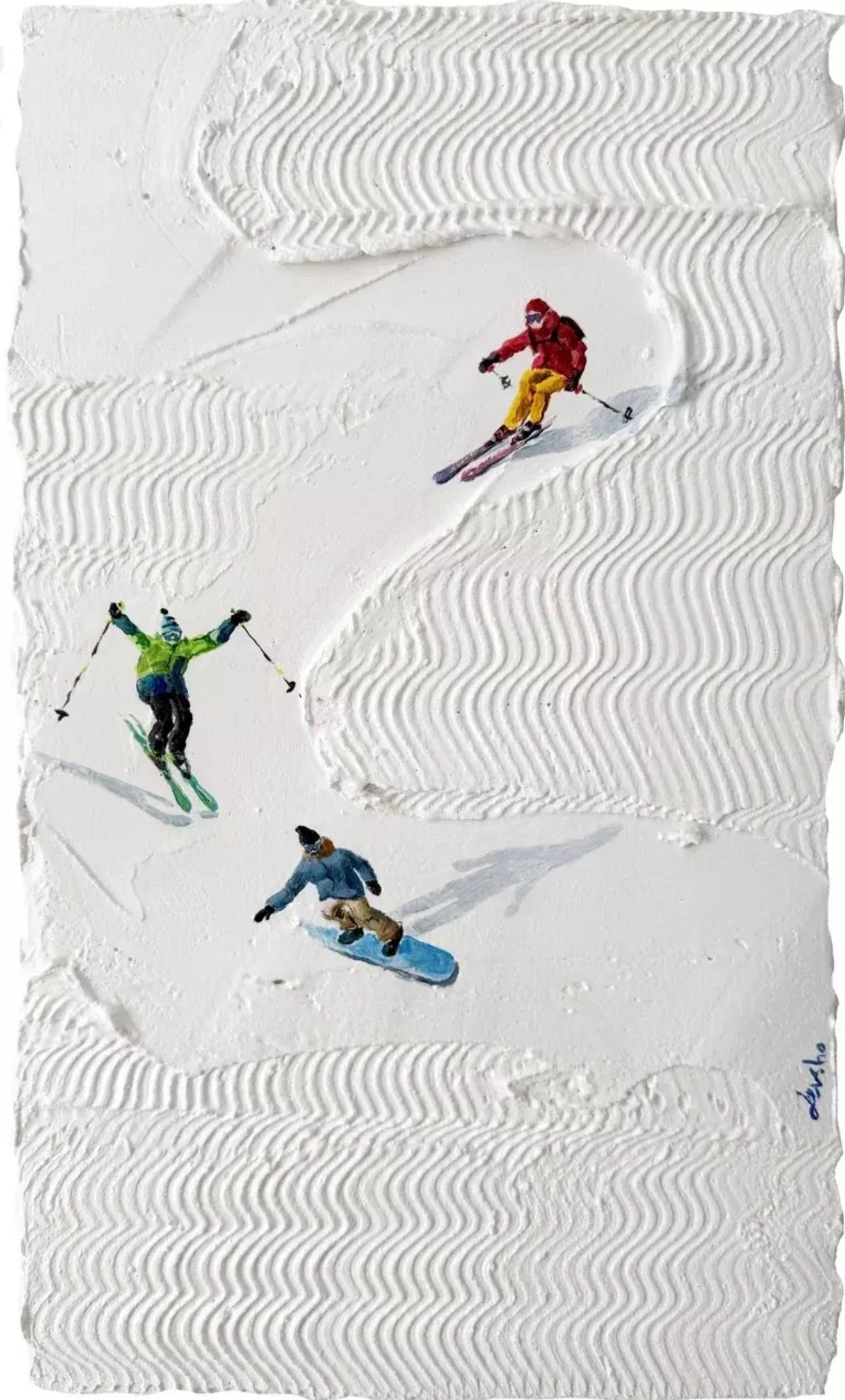 Descente abrupte, 29x21cm, Acrylique sur toile, pâte de texture - Painting de Kristina Tolmacheva