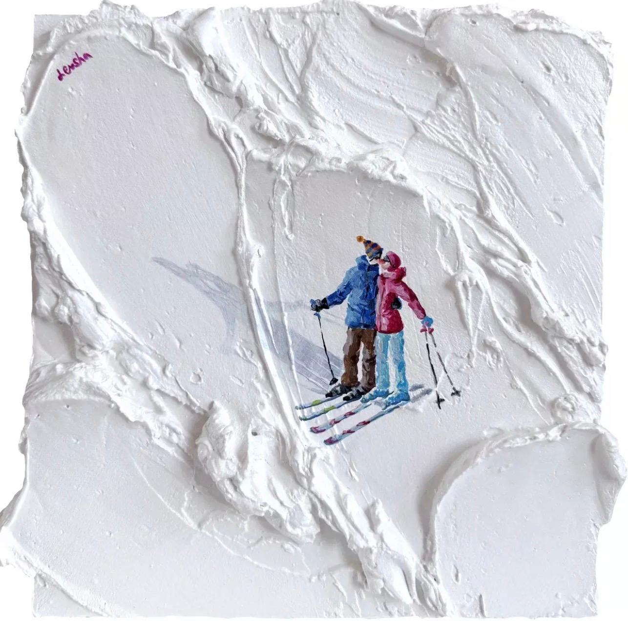 Baiser, 25x25cm, Acrylique sur toile, pâte de texture