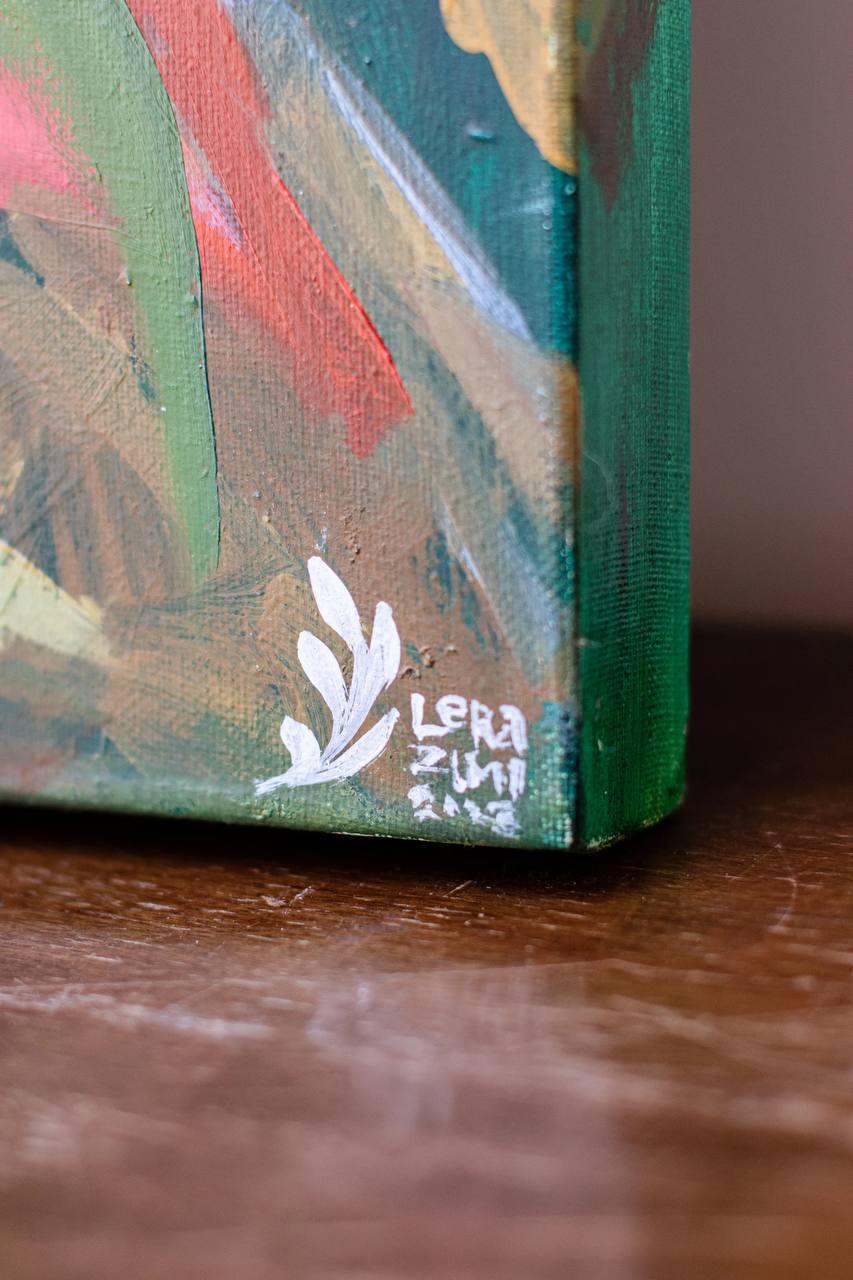 Pink and Morris 70x70 cm, huile sur toile en vente 1