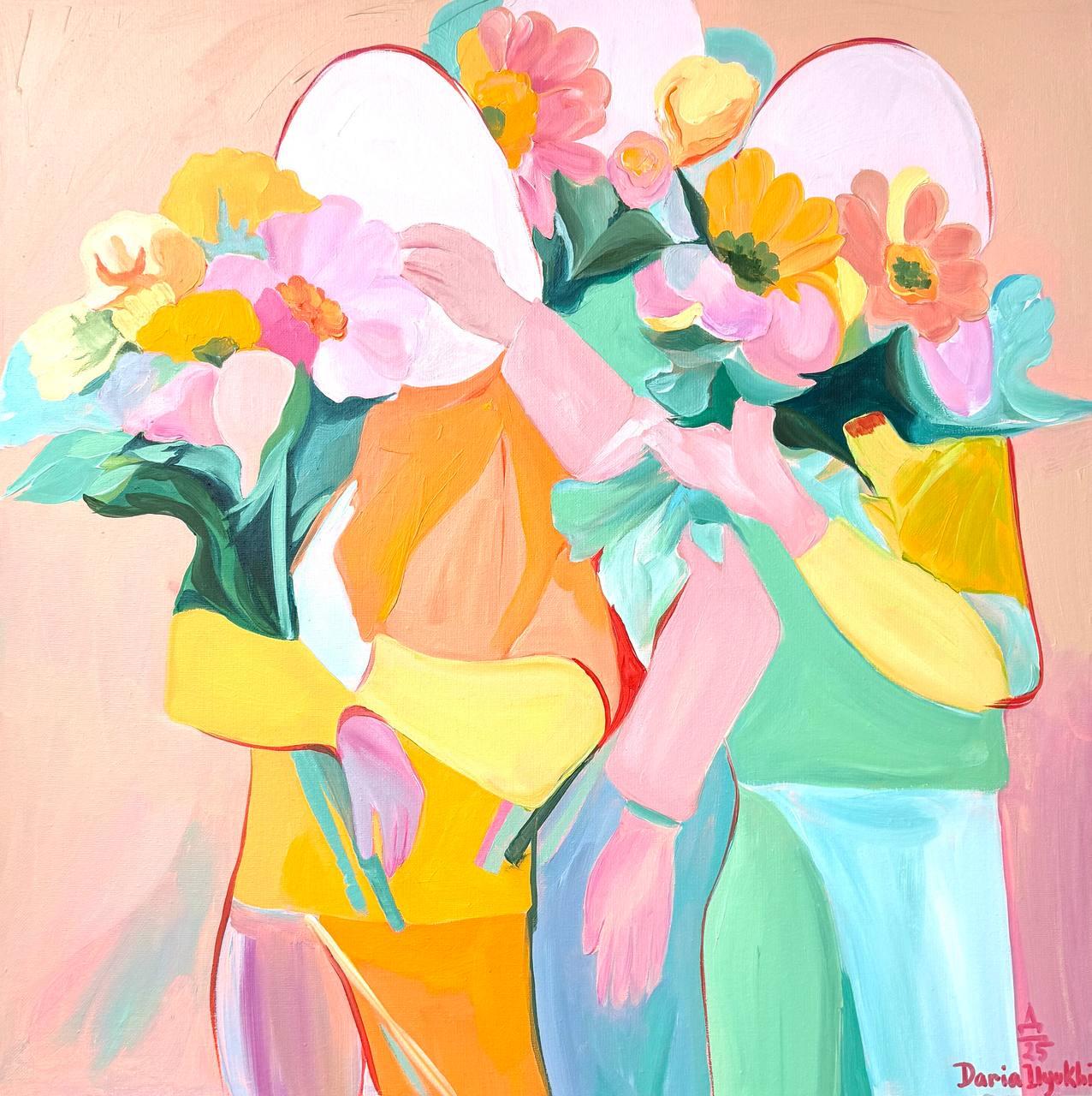 Flashes of Memory, toile, acrylique, 60 x 60 cm - Art de Daria Ilyukhina