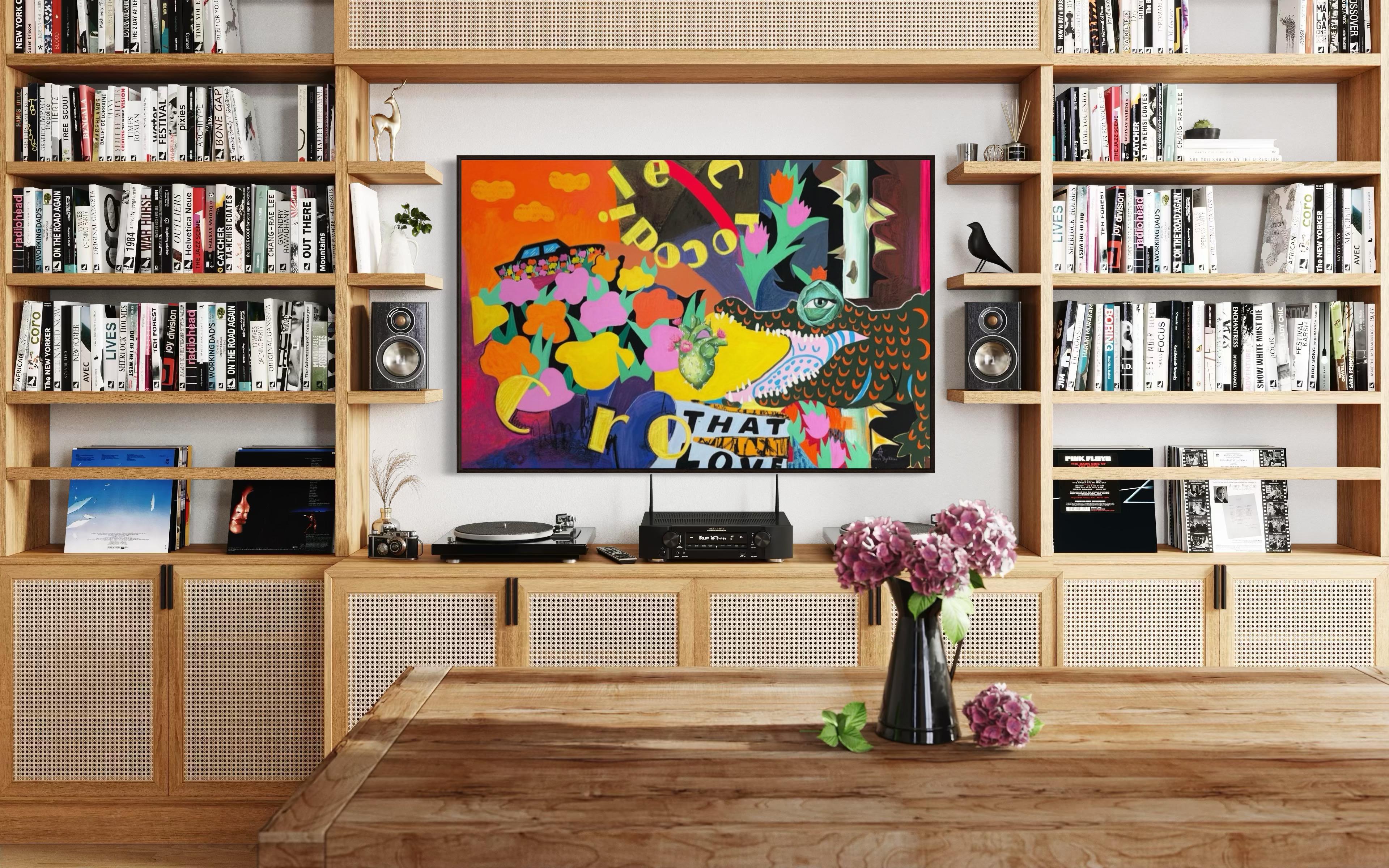   « It's for love », toile, techniques mixtes, 100 x 150 cm
L'œuvre est vendue sans cadre.