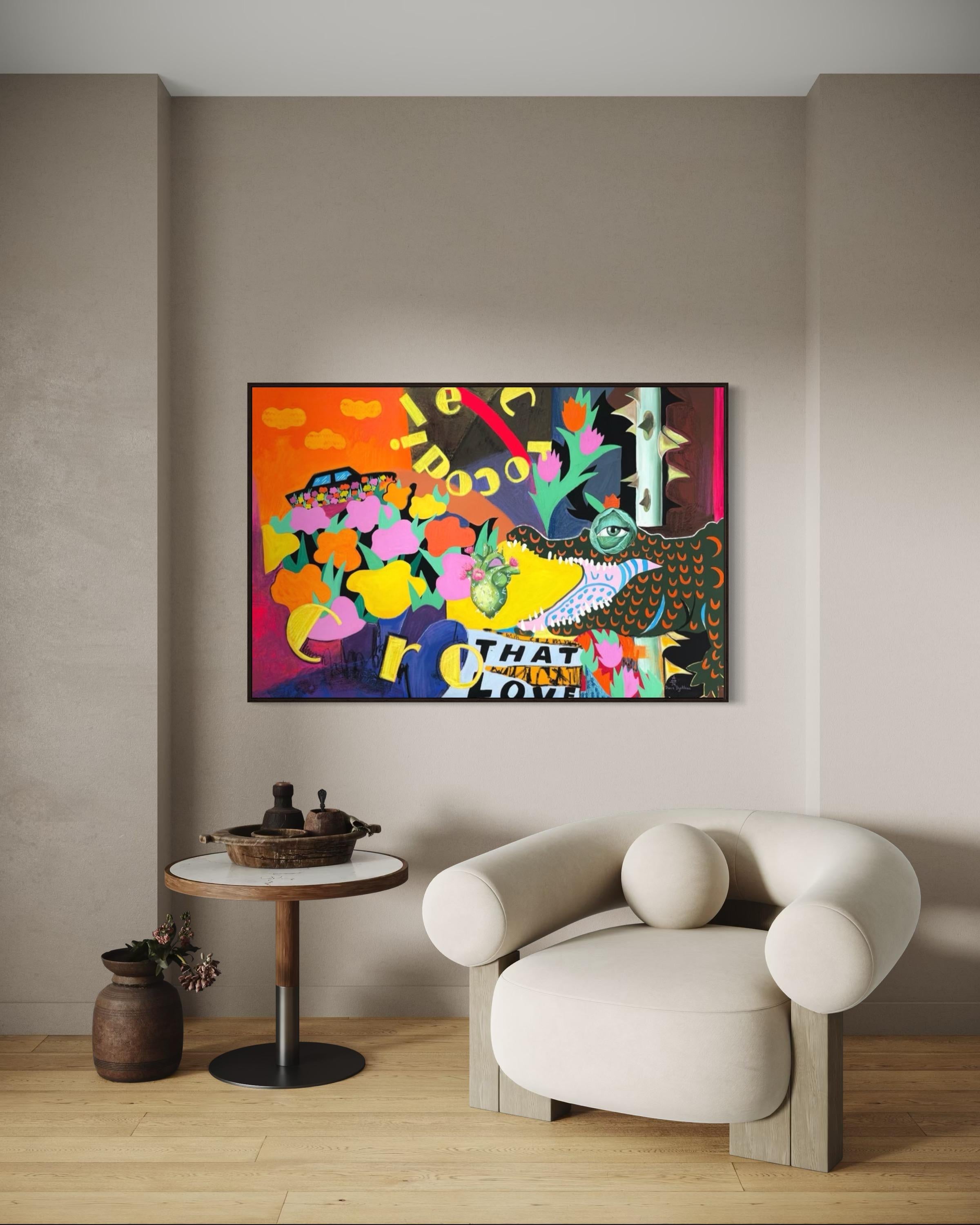 « It's for love », toile, techniques mixtes, 100 x 150 cm en vente 1