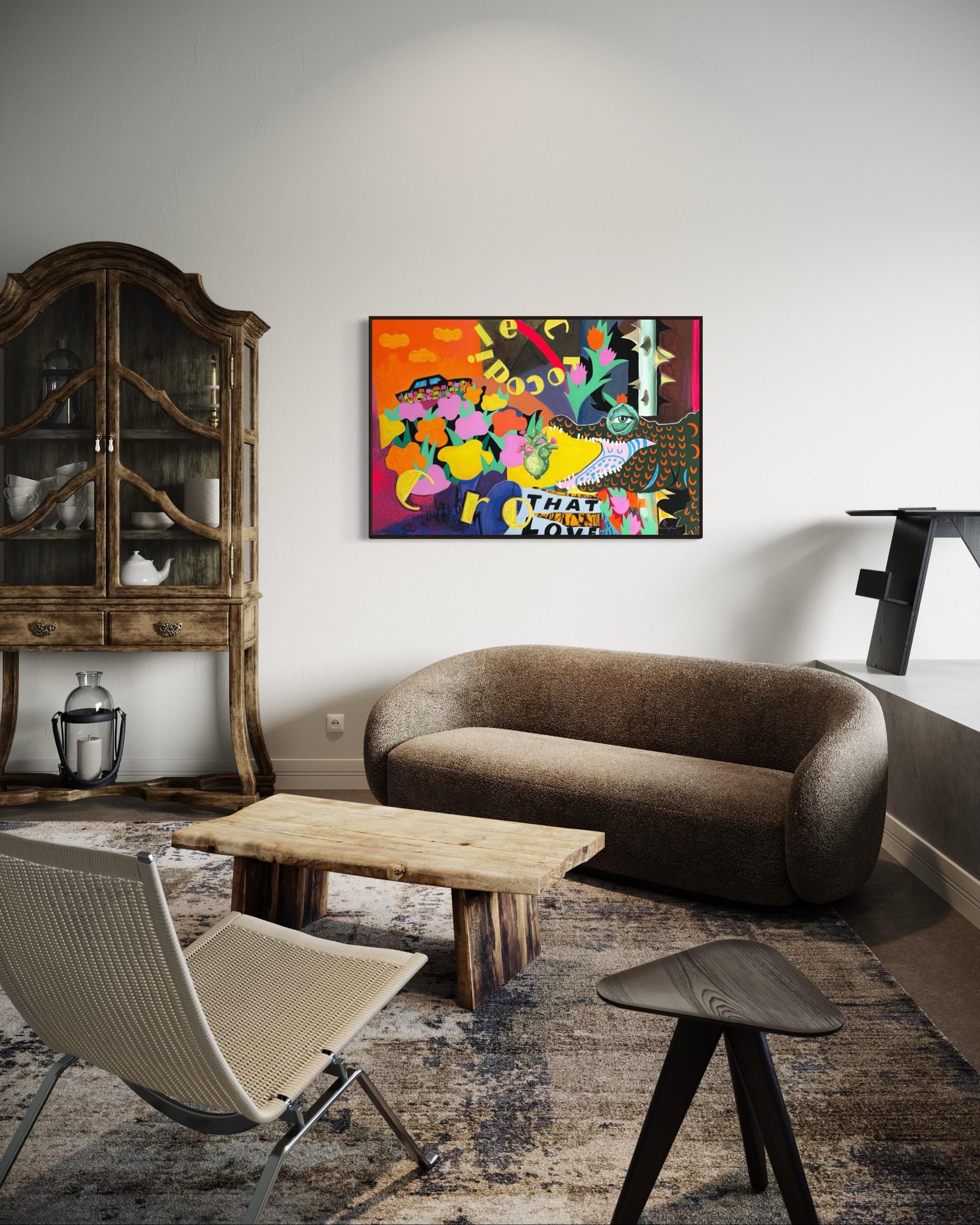 « It's for love », toile, techniques mixtes, 100 x 150 cm en vente 2