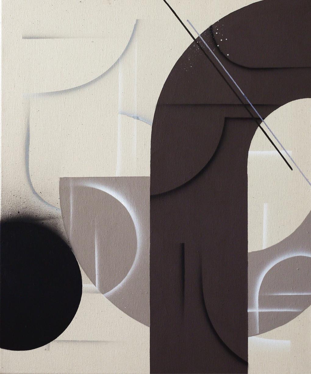 Equilibrium.Taupe. 60x50cm, acrylic on canvas - Art by Olga Rikun