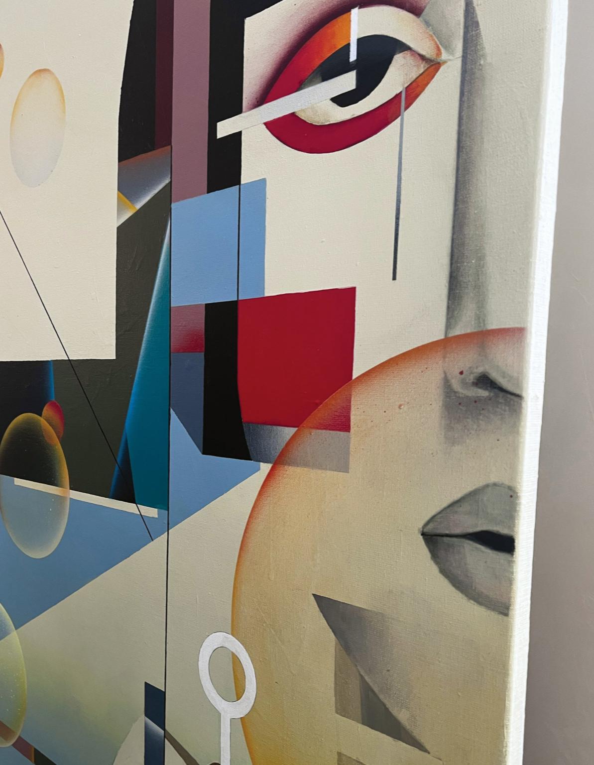 It was windy yesterday 100x100cm, acrylic on canvas - Abstract Painting by Olga Rikun