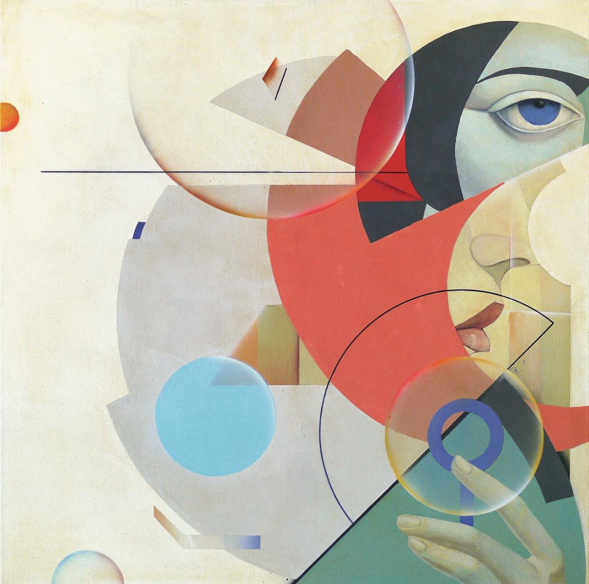 Soaring. 100x100cm, acrylic on canvas - Painting by Olga Rikun