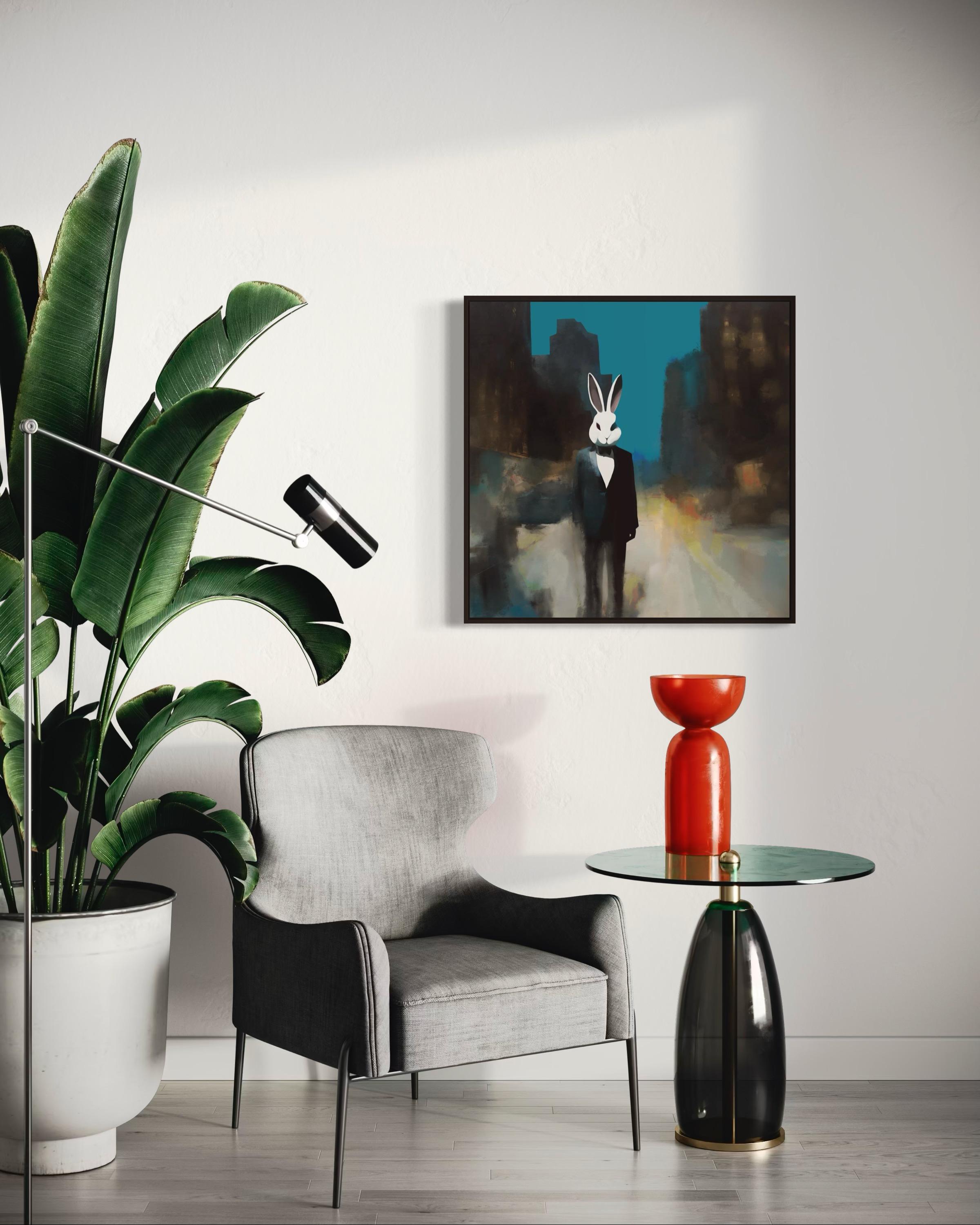 Quel masque portez-vous ? 80x80cm, impression sur toile.édition de 20 pièces - Expressionnisme abstrait Print par Peter Simakov