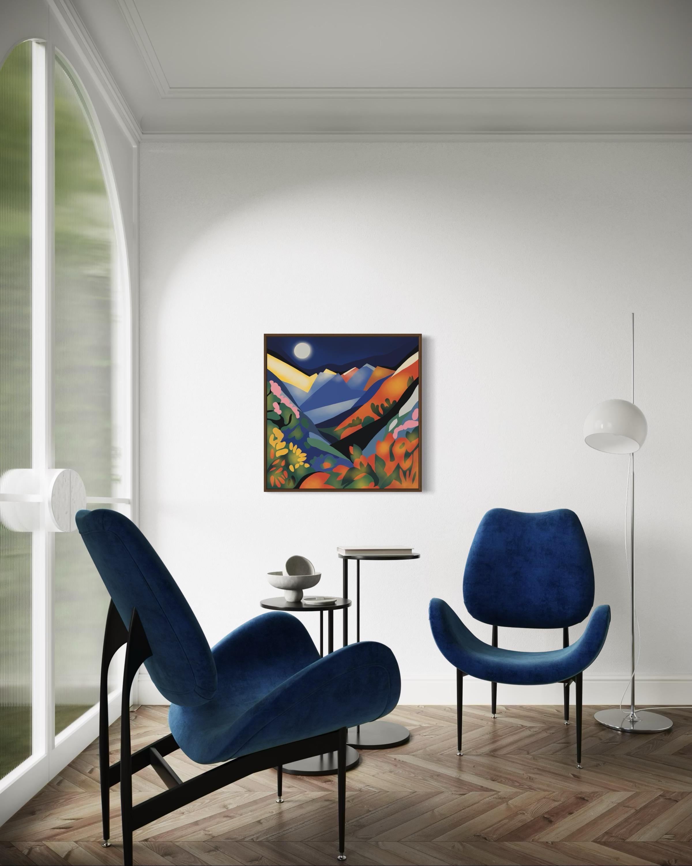 mountain landscape , 70x70cm, print on canvas.Edition 20 pcs. - Pop Art Print by Nina Tsoriti