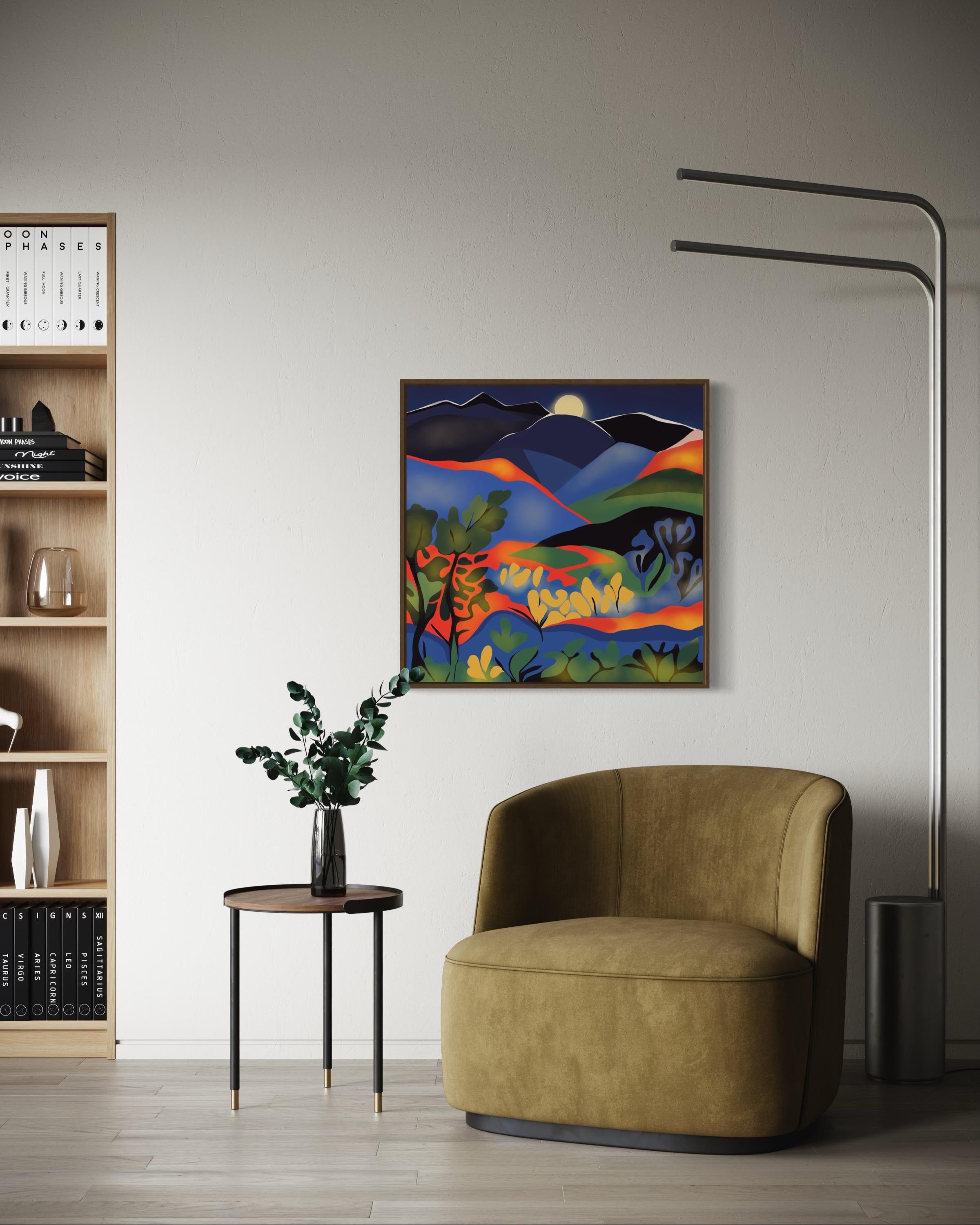 mountain landscape , 70x70cm, print on canvas.Edition 20 pcs. - Black Still-Life Print by Nina Tsoriti