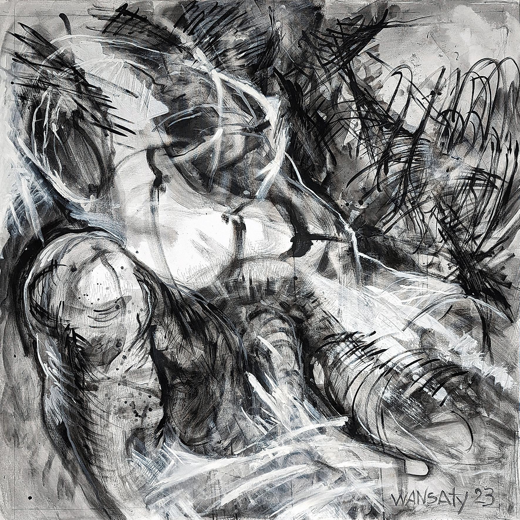 Adam, 150x150cm, Öl, Acryl, Leinwand