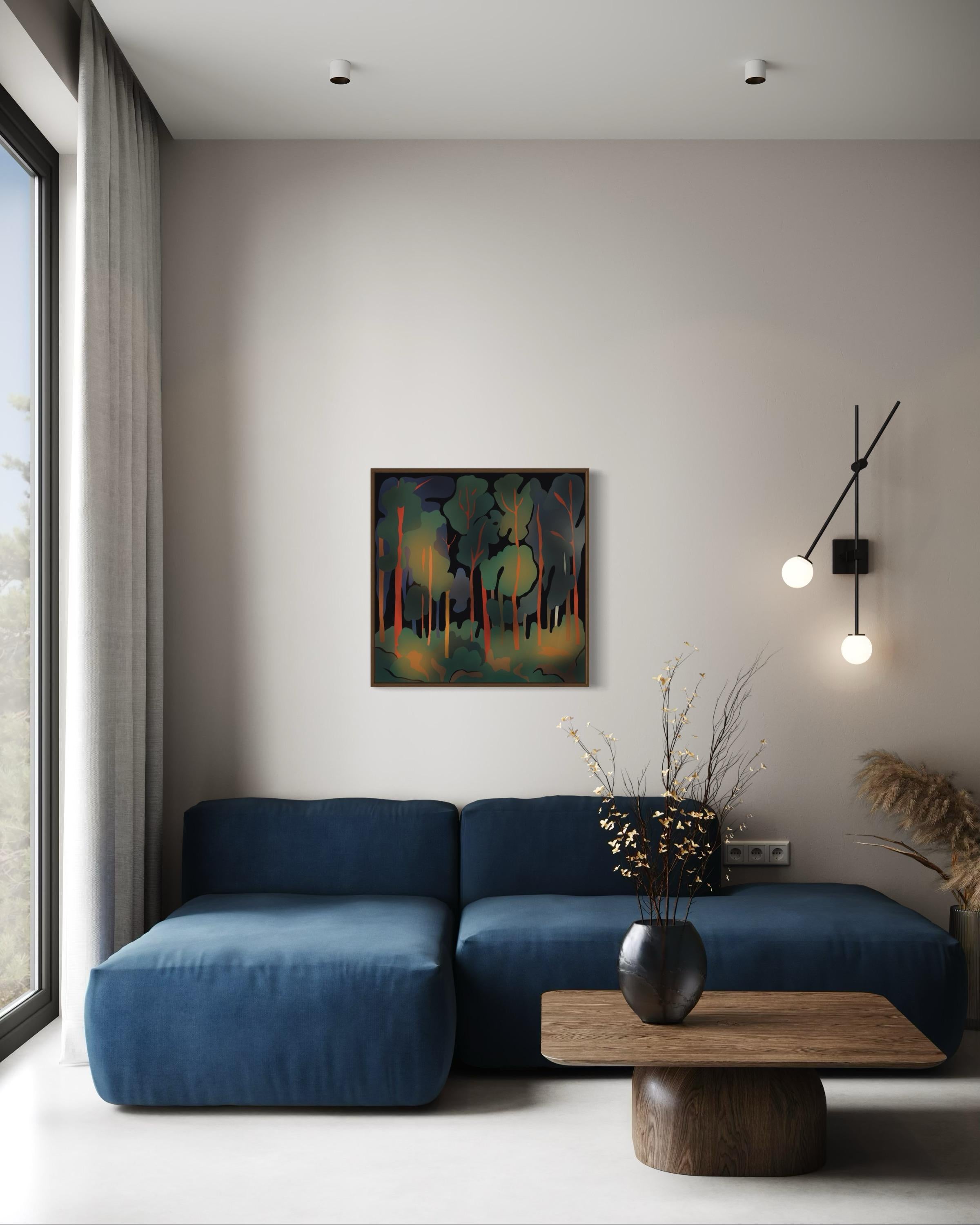 Mystérieuse forêt, 70x70cm, impression sur toile, édition 20 pièces. - Pop Art Print par Nina Tsoriti