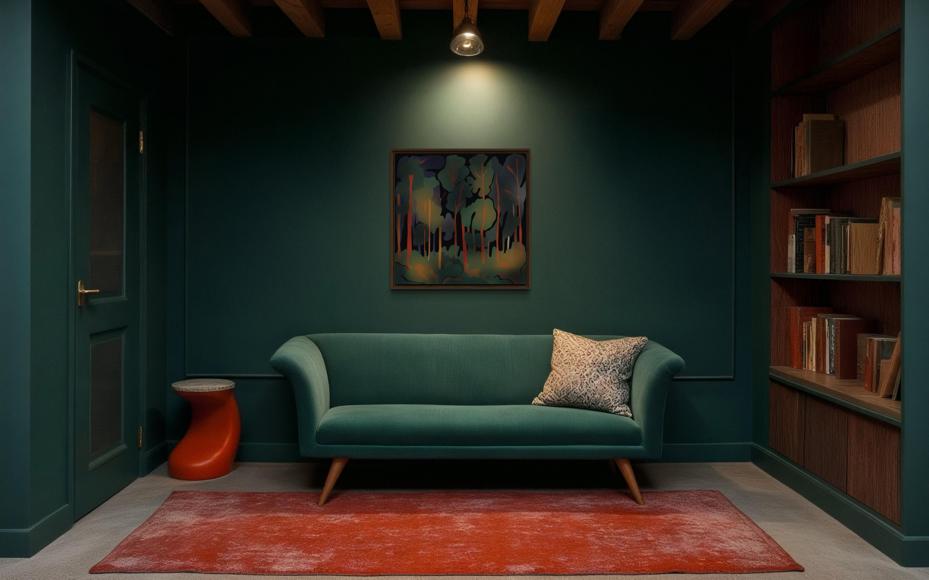 Mystérieuse forêt, 70x70cm, impression sur toile, édition 20 pièces. - Noir Still-Life Print par Nina Tsoriti