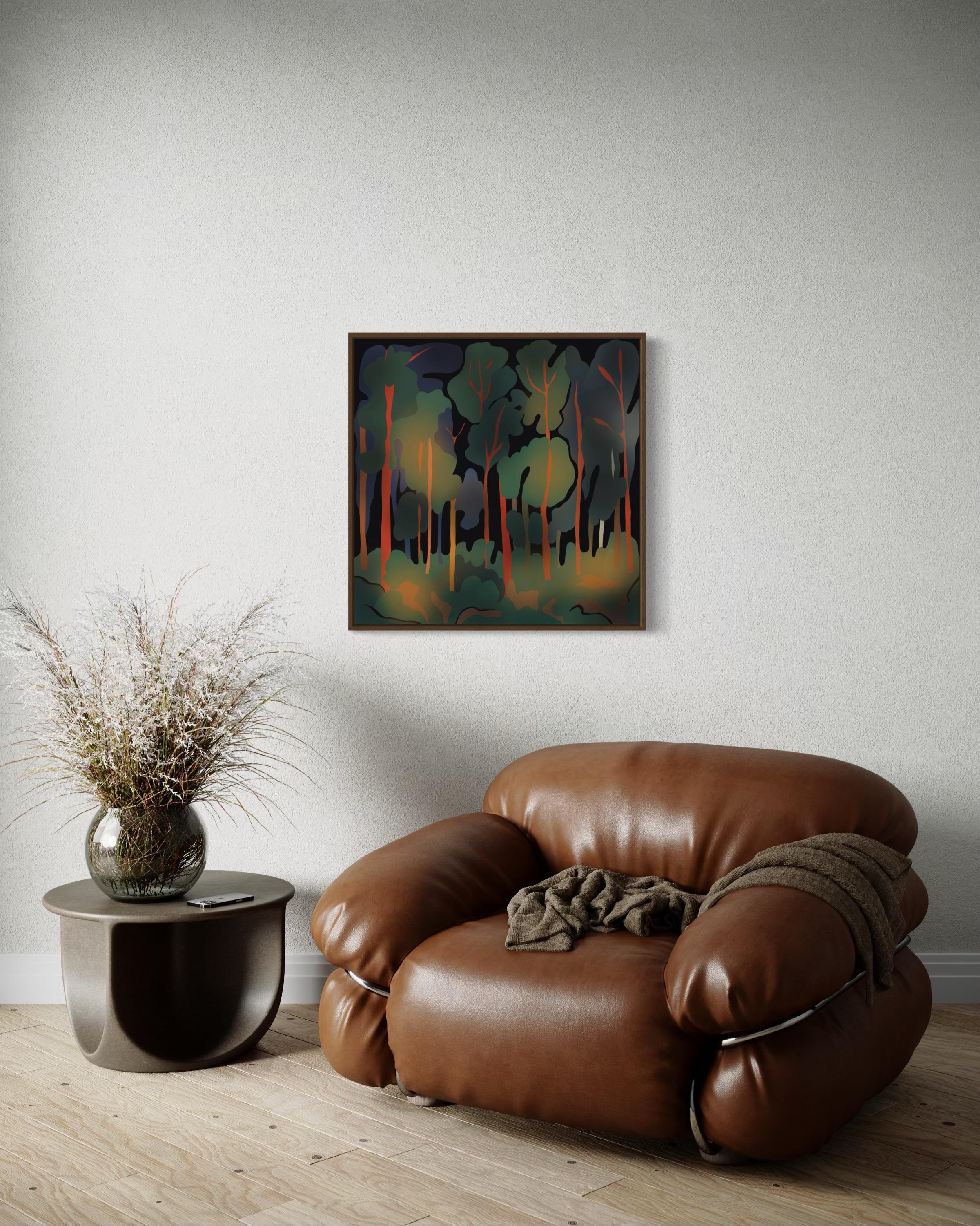 Mystérieuse forêt, 70x70cm, impression sur toile, édition 20 pièces. en vente 3