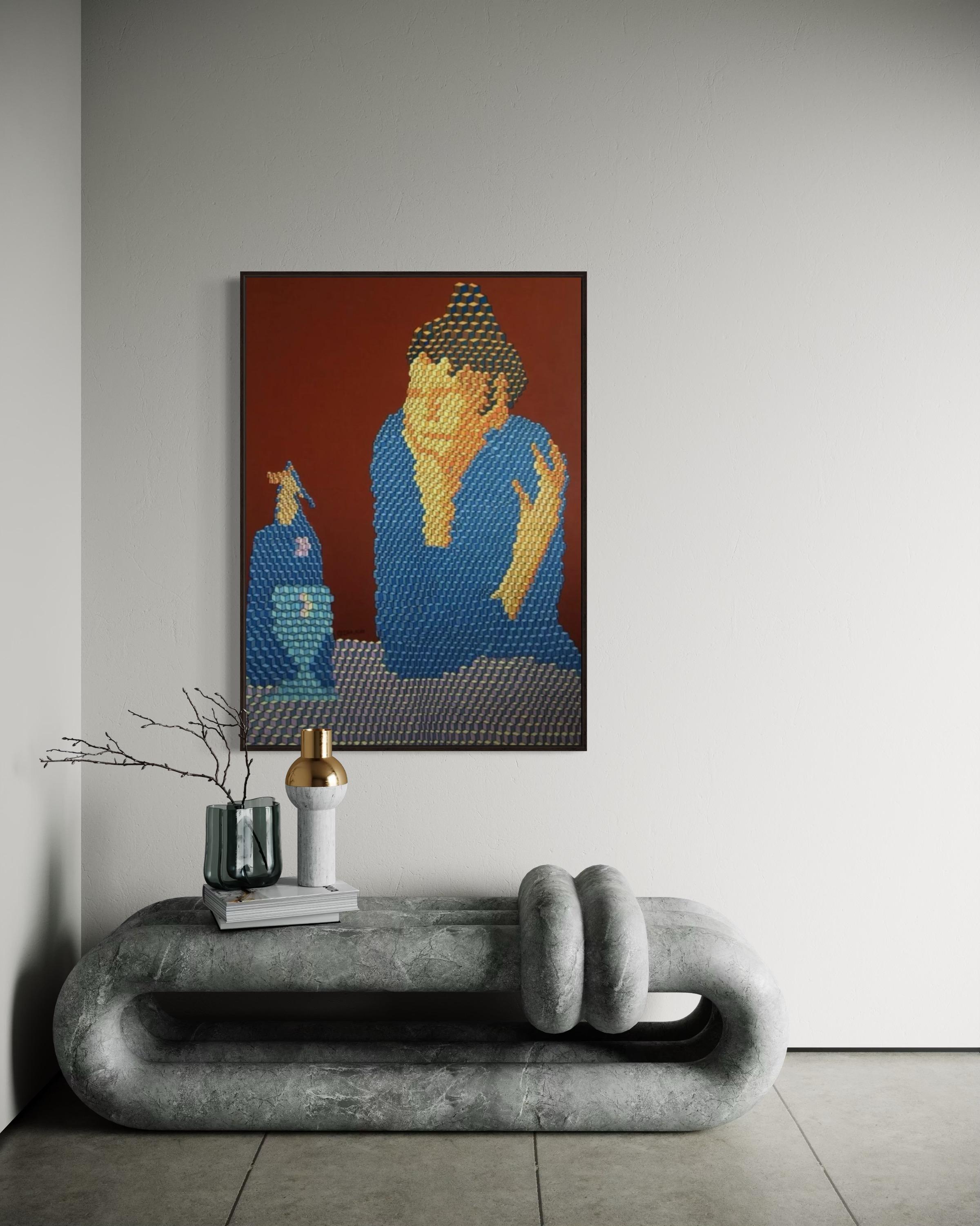 Absinthe drinker, 120x90cm, acrylic on canvas For Sale 3