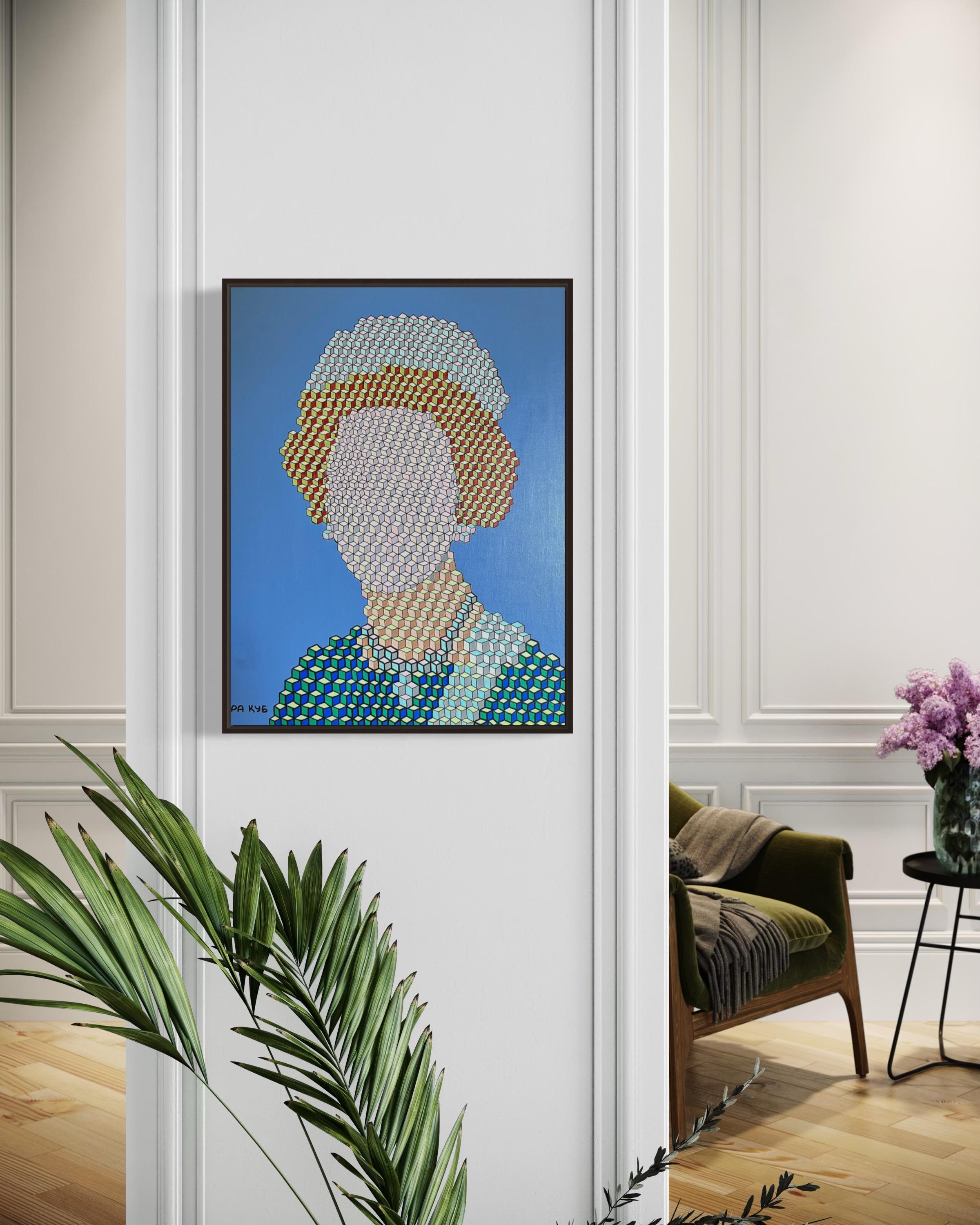 Elizabeth II, 80x60cm, acrylic on canvas For Sale 3