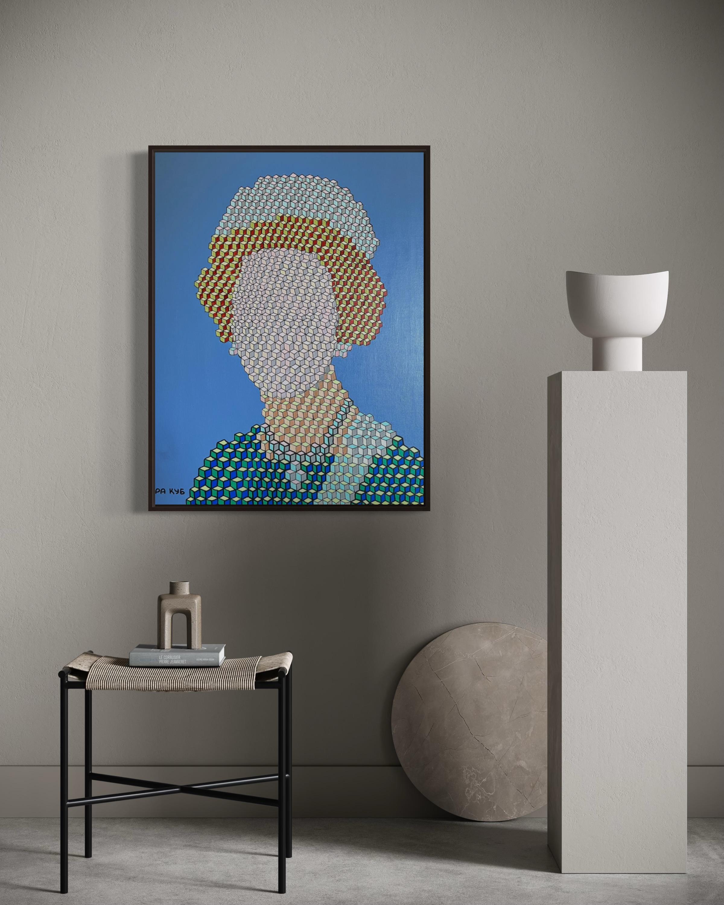 Elizabeth II, 80x60cm, acrylic on canvas For Sale 4