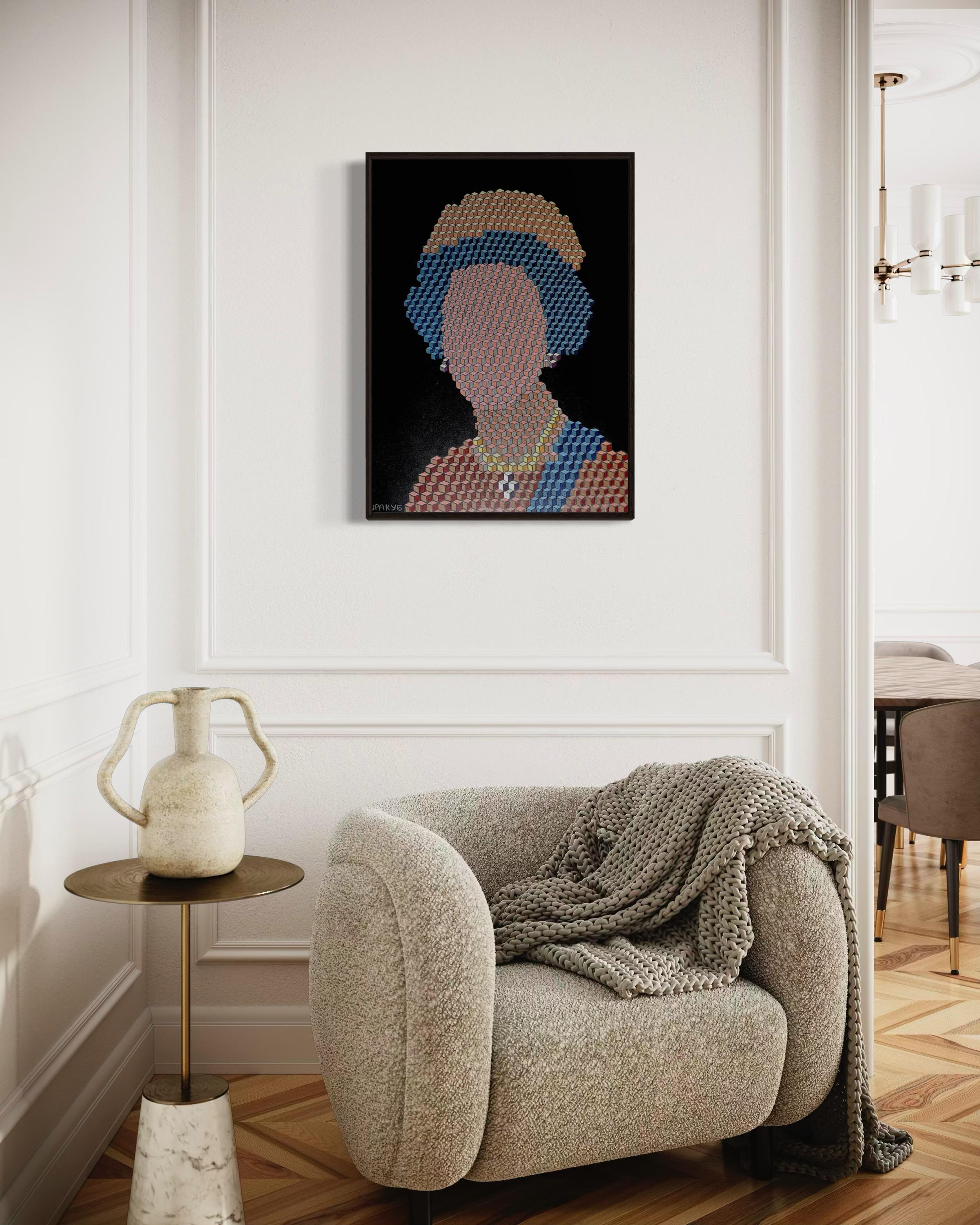 Elizabeth II, 80x60cm, acrylic on canvas For Sale 1