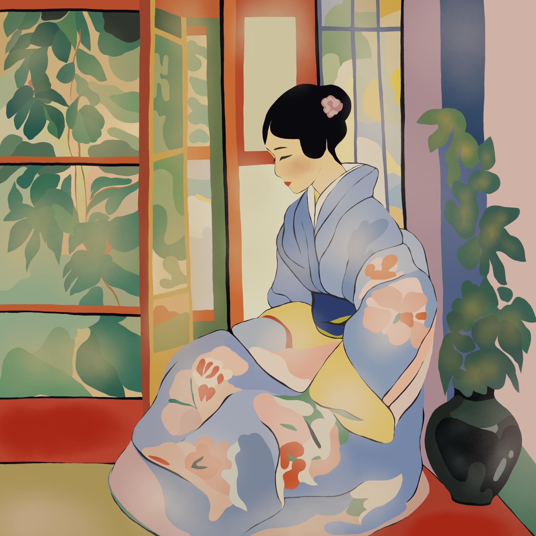 beauté japonaise, 70 x 70 cm, impression sur toile, édition 20 pièces.