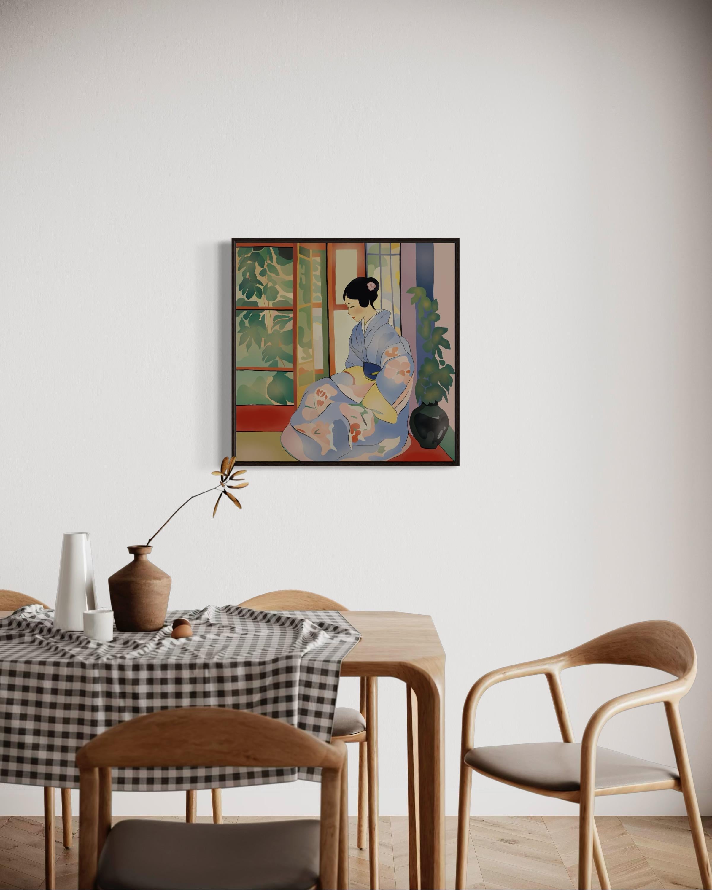 beauté japonaise, 70 x 70 cm, impression sur toile, édition 20 pièces. en vente 1