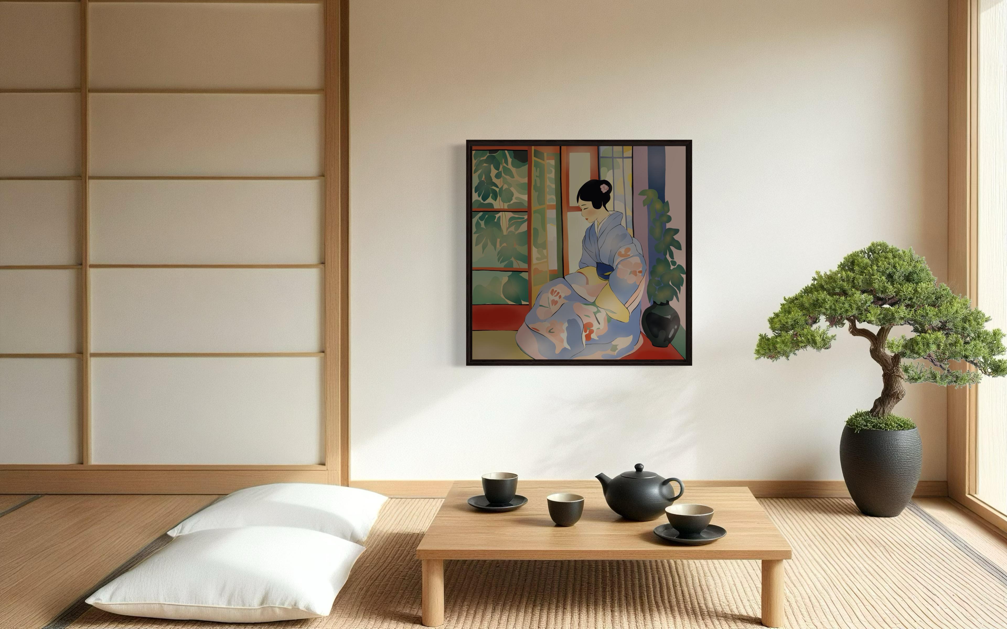 beauté japonaise, 70 x 70 cm, impression sur toile, édition 20 pièces. en vente 2