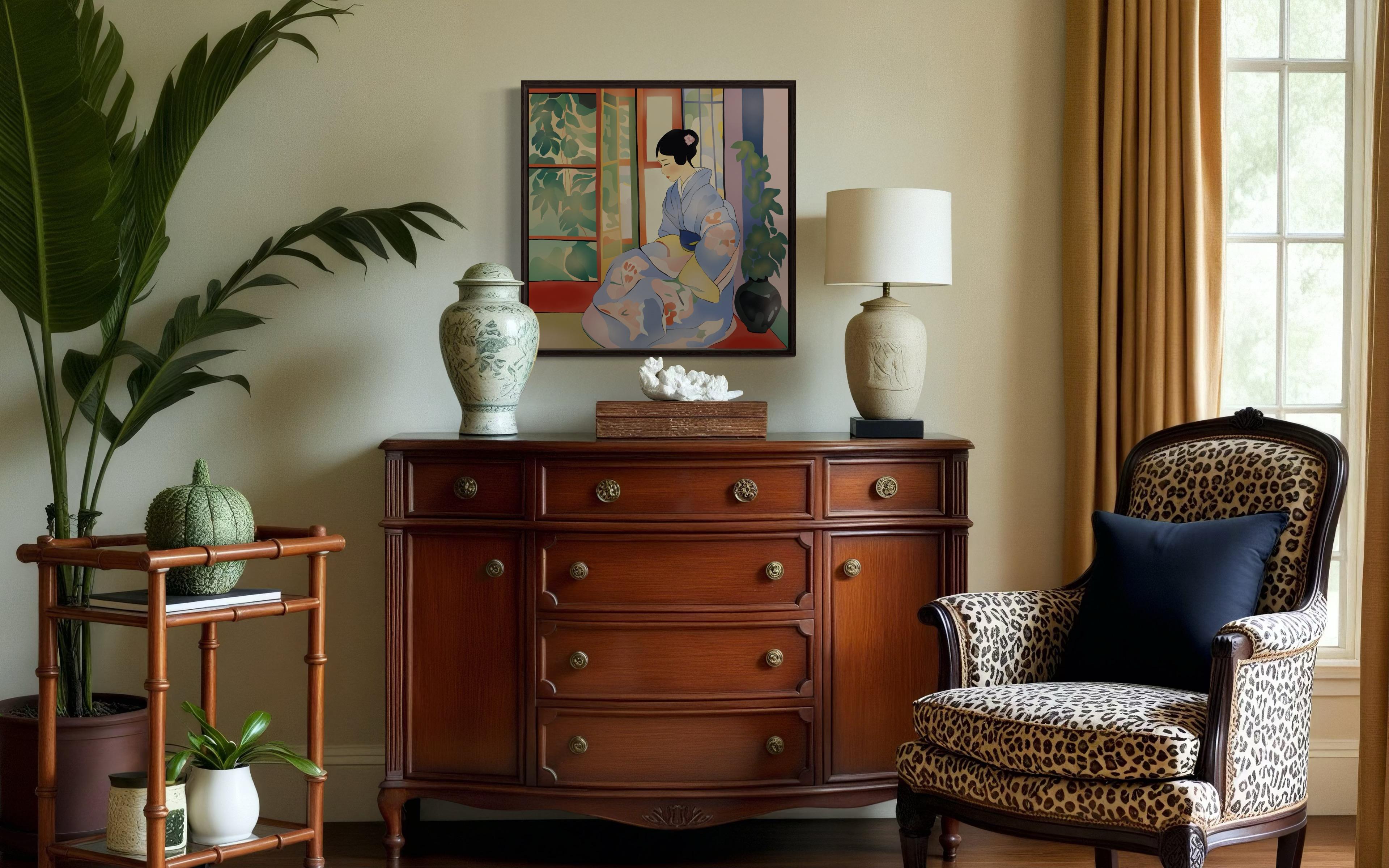 beauté japonaise, 70 x 70 cm, impression sur toile, édition 20 pièces. en vente 3